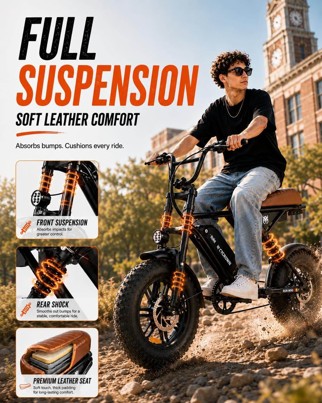 CYCROWN RUNMINI 750W 16" Fat Tire Electric Bike Moped
