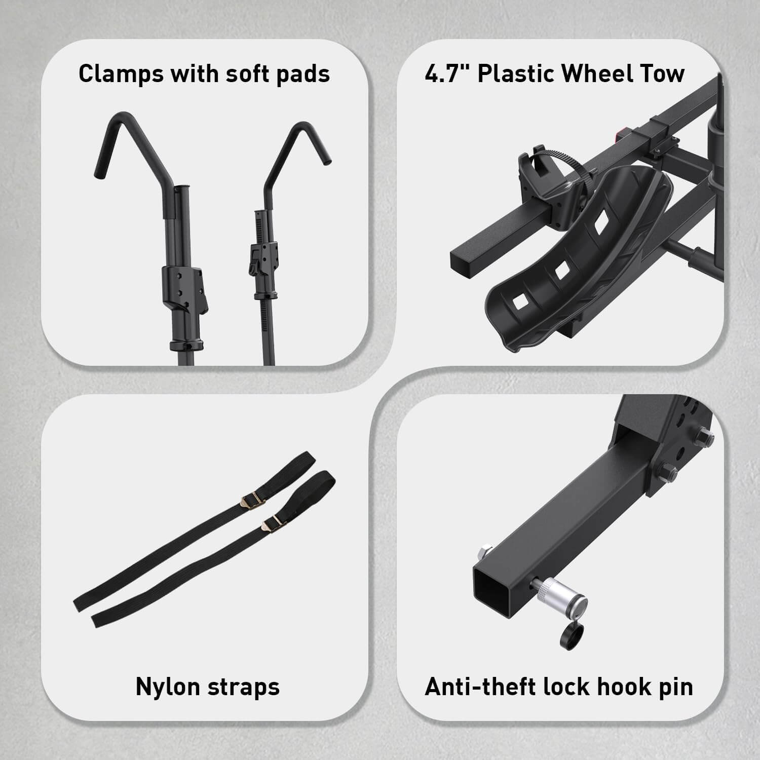 Crindar Wheel Mount Hitch Bike Rack, 2 Bikes, 2" Receiver