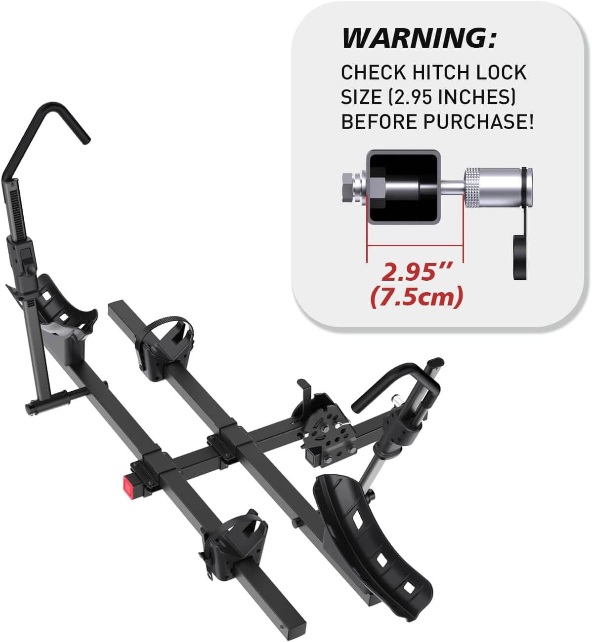 Crindar Wheel Mount Hitch Bike Rack, 2 Bikes, 2" Receiver