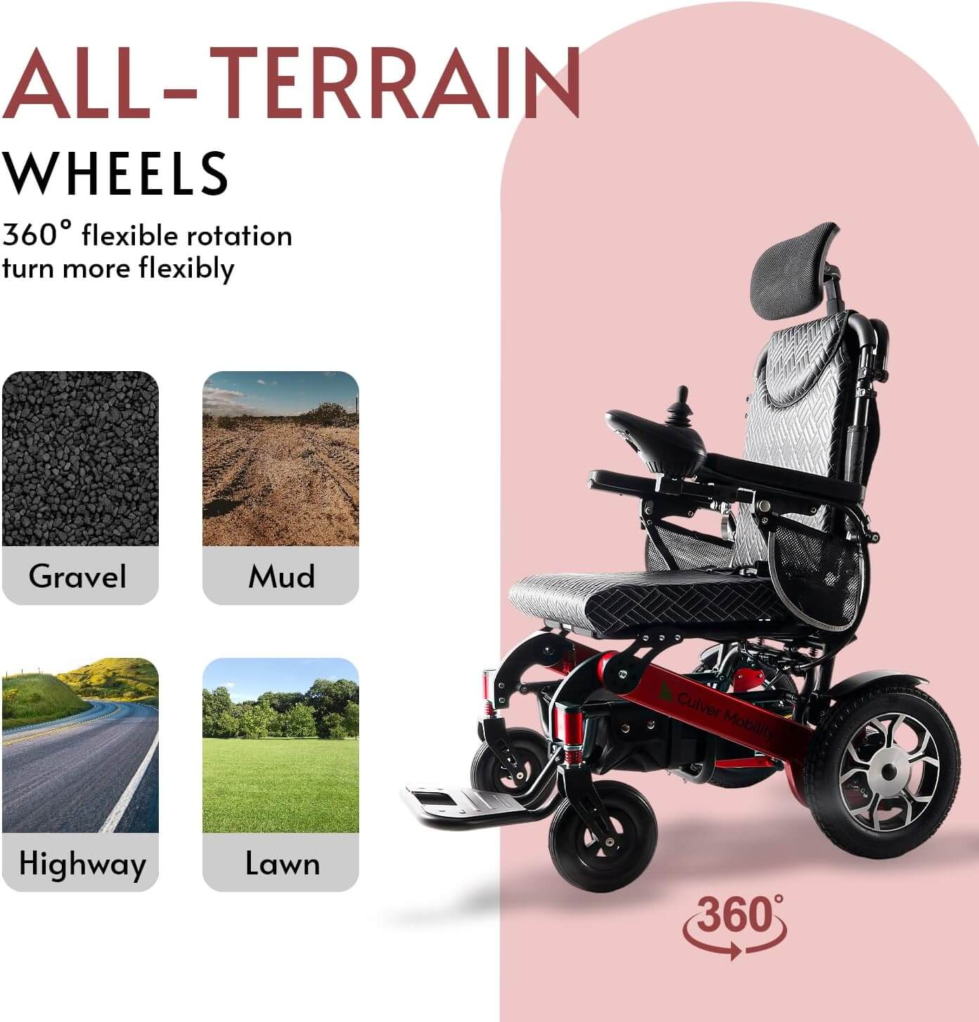 Culver SHAWK All-Terrain Reclining Foldable Electric Power Wheelchair