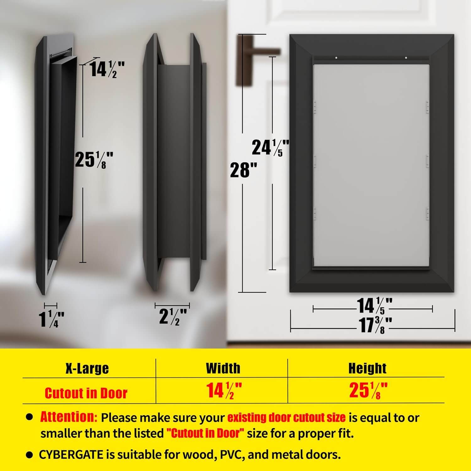 Cybergate Dog Door, Heavy Duty Magnetic Double Flap