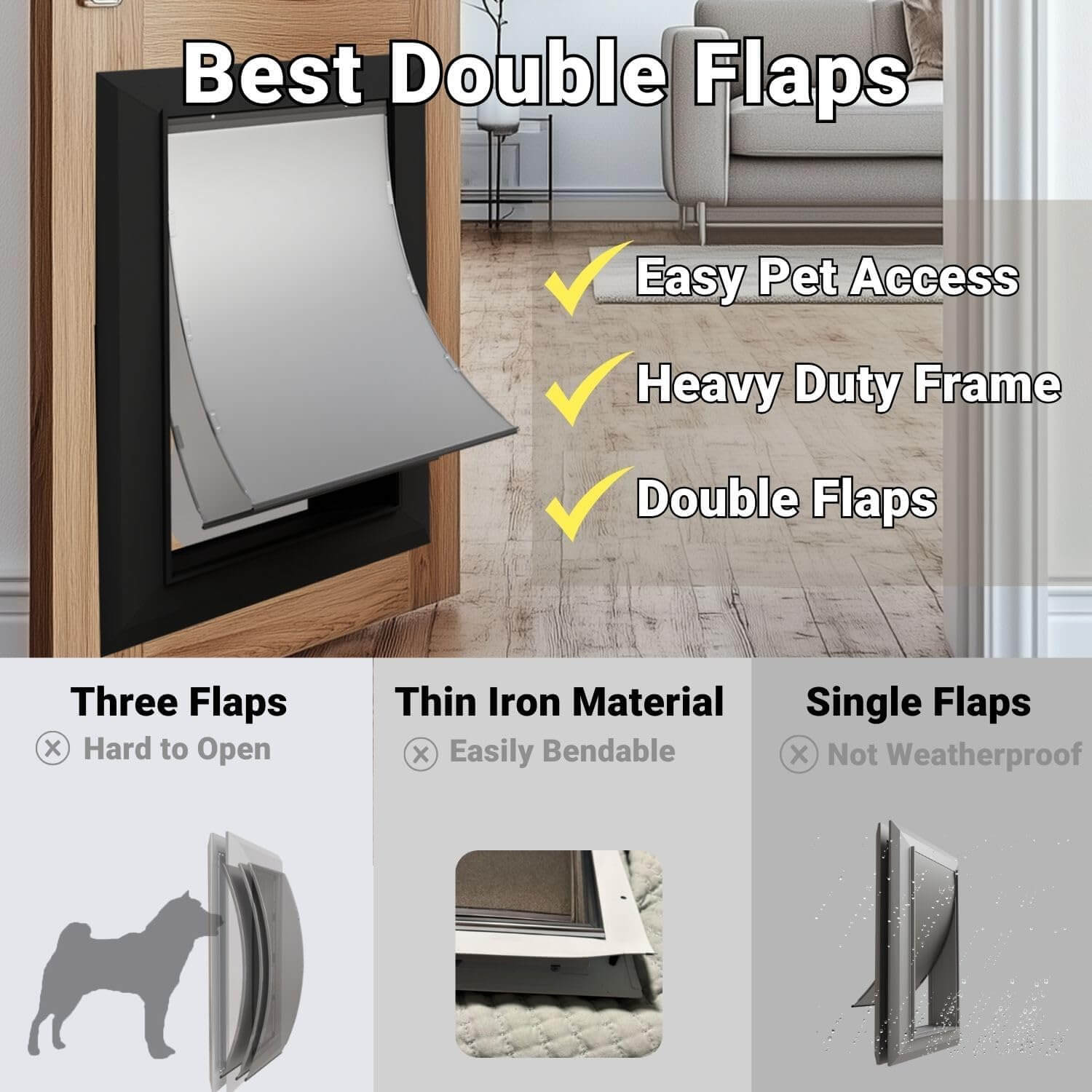 Cybergate Dog Door, Heavy Duty Magnetic Double Flap