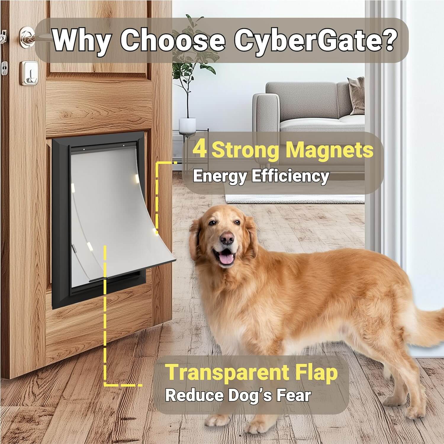 Cybergate Dog Door, Heavy Duty Magnetic Double Flap