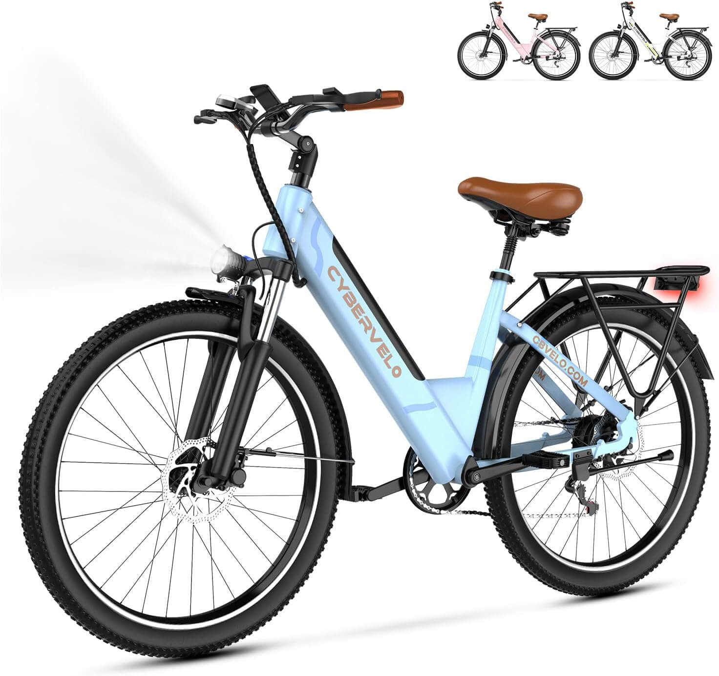 Cybervelo 1000W 48V 26" 7 Speed Suspension Step-Through Electric Bike