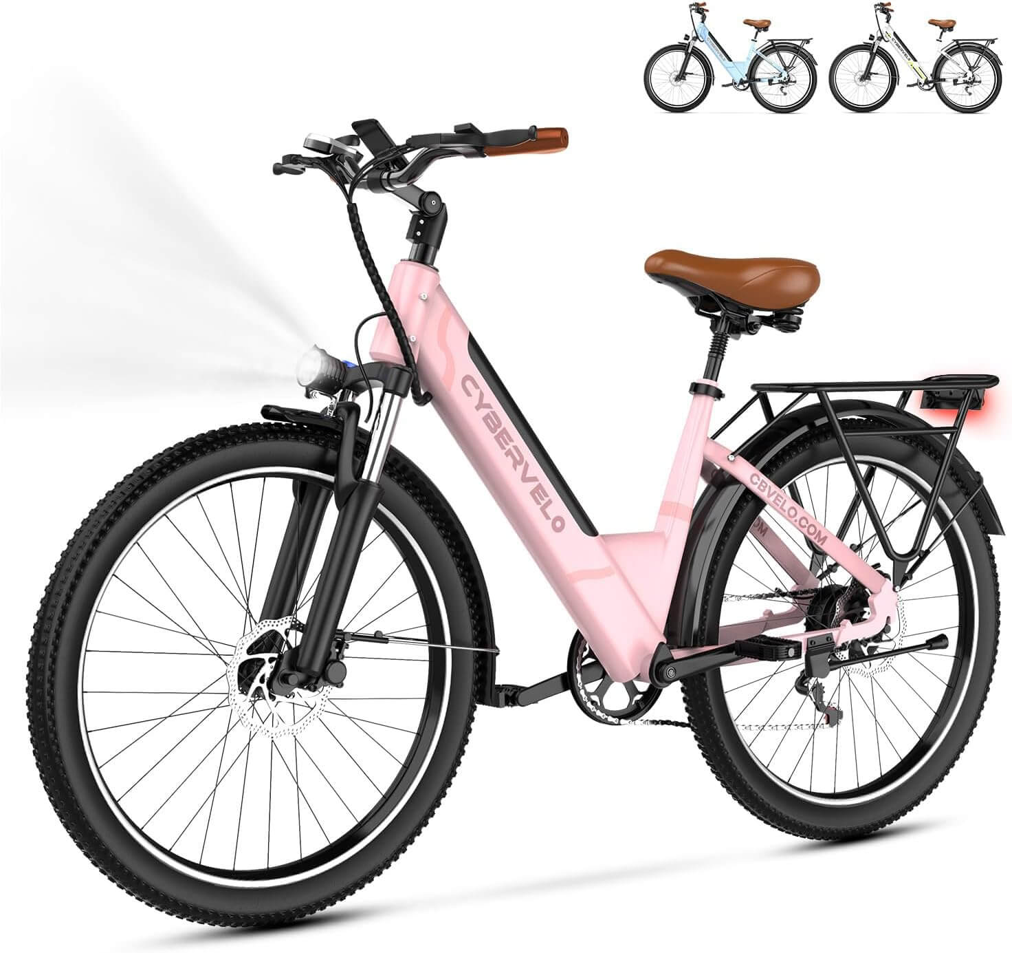 Cybervelo 1000W 48V 26" 7 Speed Suspension Step-Through Electric Bike