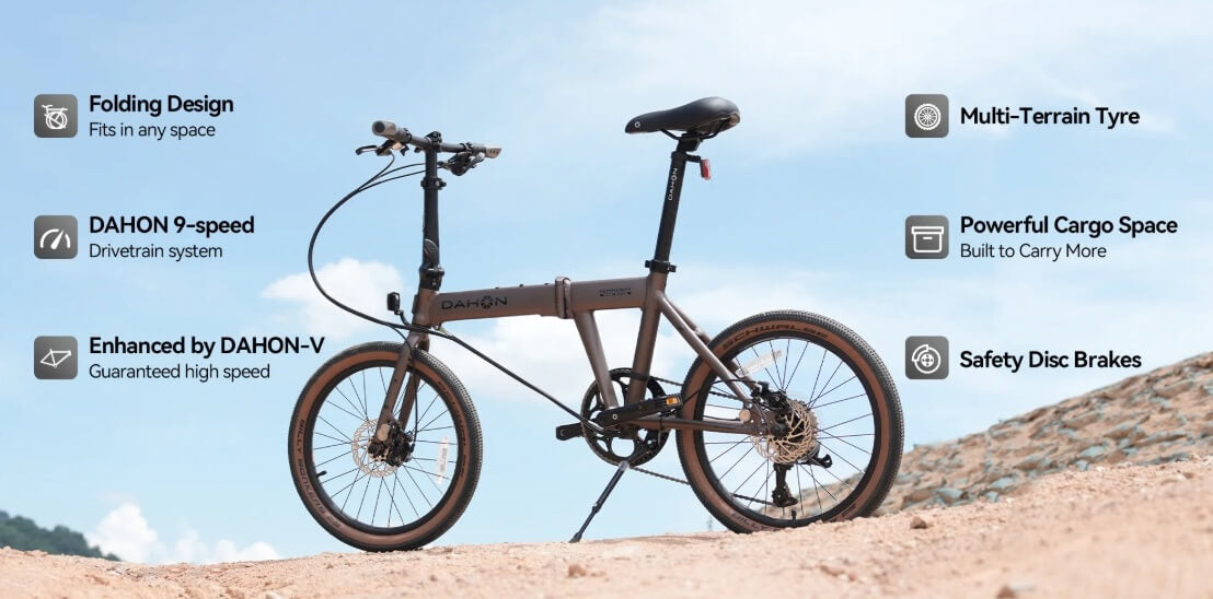 2025 Dahon HEMINGWAY GR 9 Speed Folding Bike, 20" Wheels