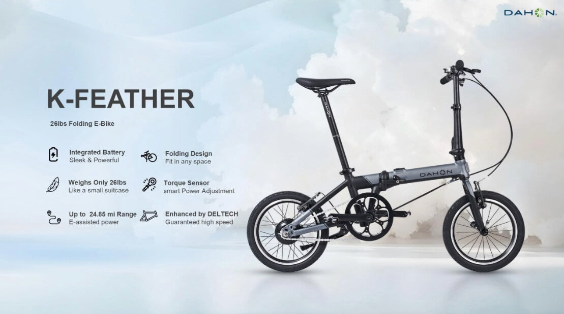 2025 Dahon K FEATHER Lightweight Aluminum Folding Electric Bike, Integrated Battery