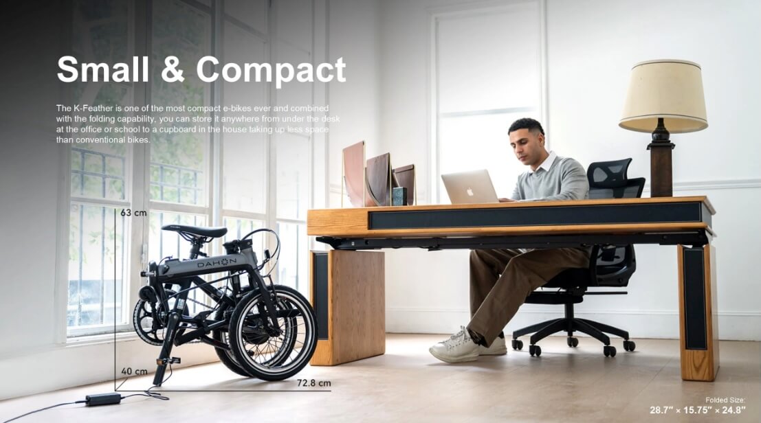 2025 Dahon K FEATHER Lightweight Aluminum Folding Electric Bike, Integrated Battery