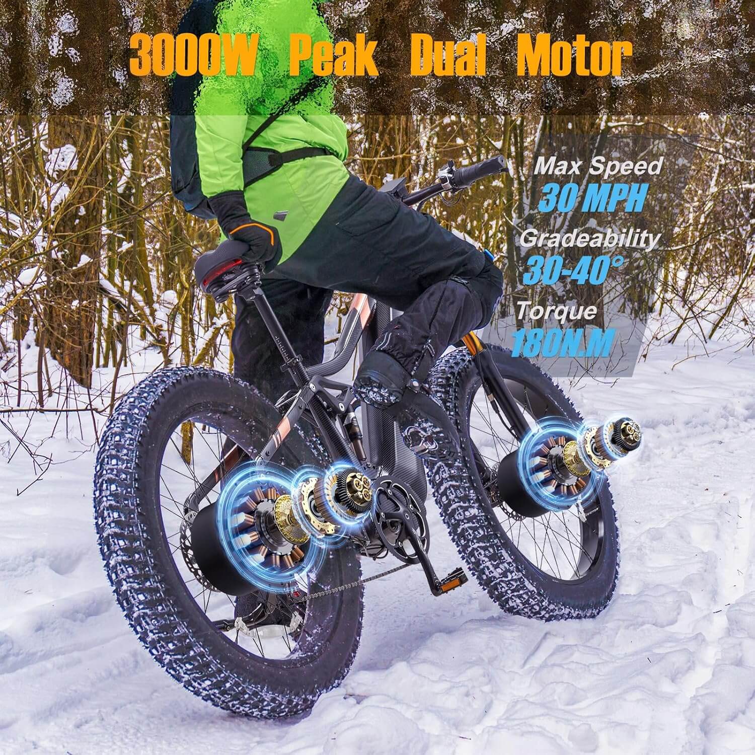 Damson HC26 3000W 48V Dual Motor AWD Fat Tire Electric Bike