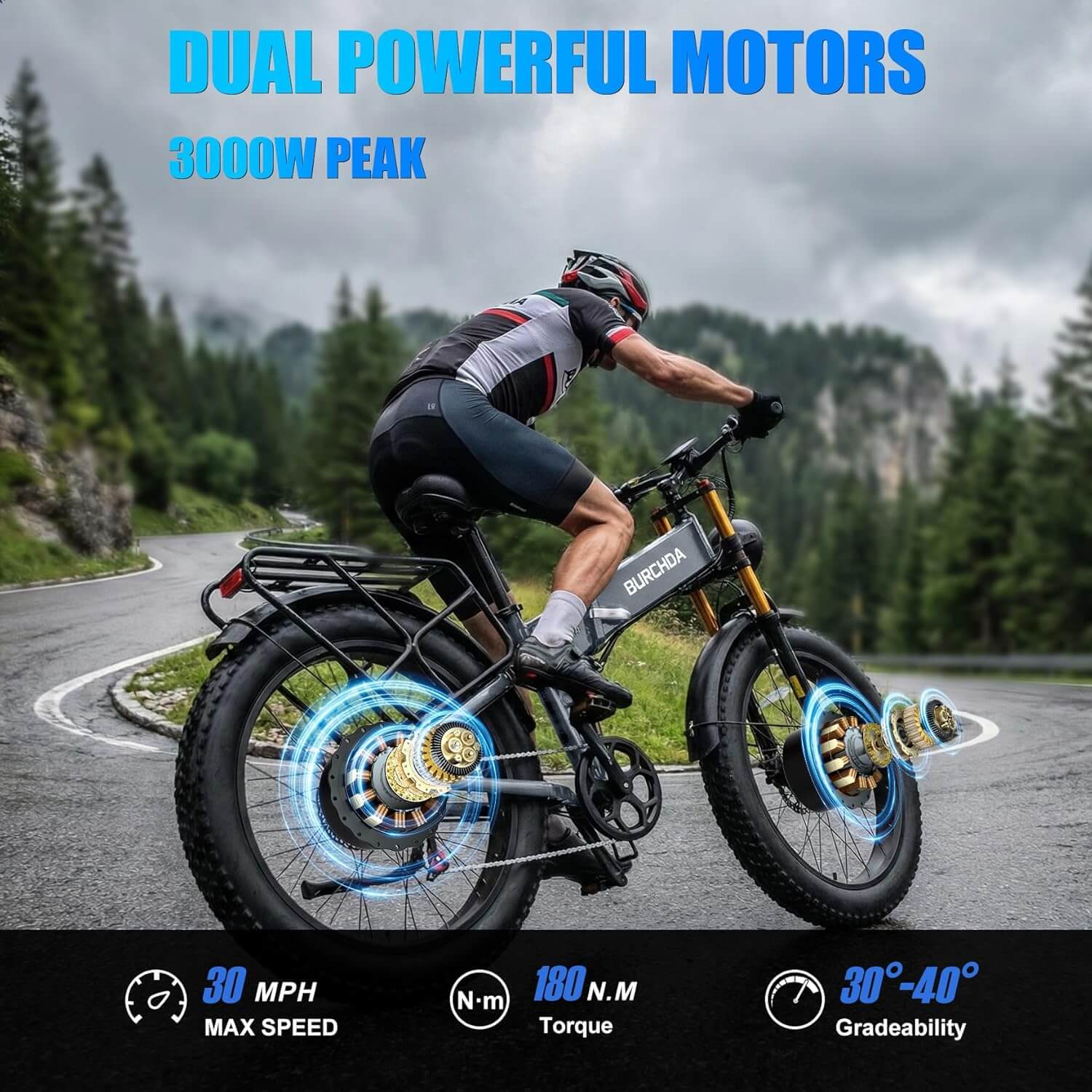 Damson R5 PRO 3000W 48V Dual Motor AWD Fat Tire Electric Bike