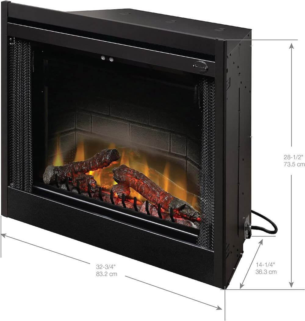 Dimplex DELUXE 33" Traditional Built-In Electric Firebox Fireplace, BF33DXP