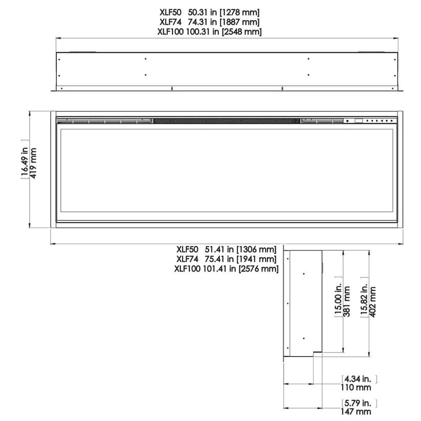 Dimplex IGNITE XL 50" Wall Mounted Linear Electric Fireplace, XLF50