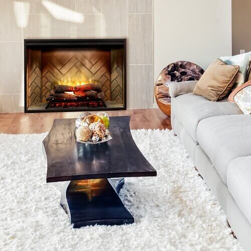 Dimplex REVILLUSION 42" Traditional Built-In Electric Firebox Fireplace, Glass Panel, Plug Kit