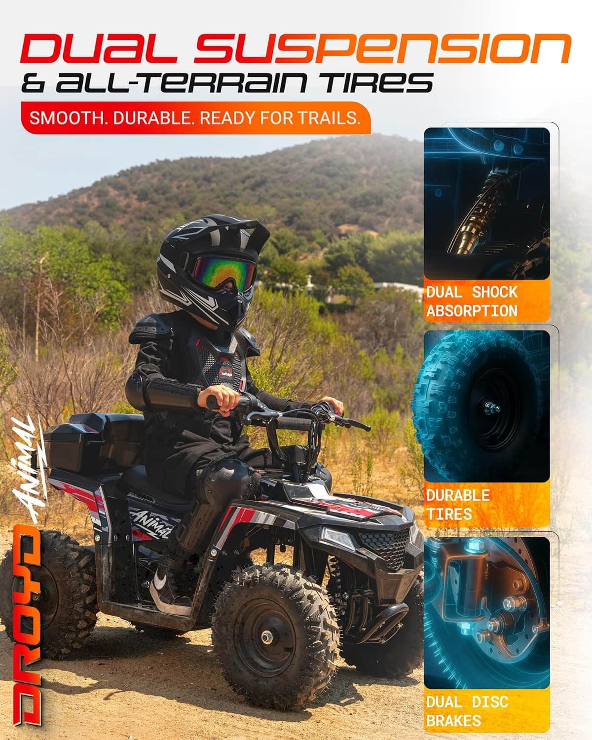 Droyd ANIMAL 500W 36V Dual Suspension Kids' Electric All-Terrain Vehicle ATV