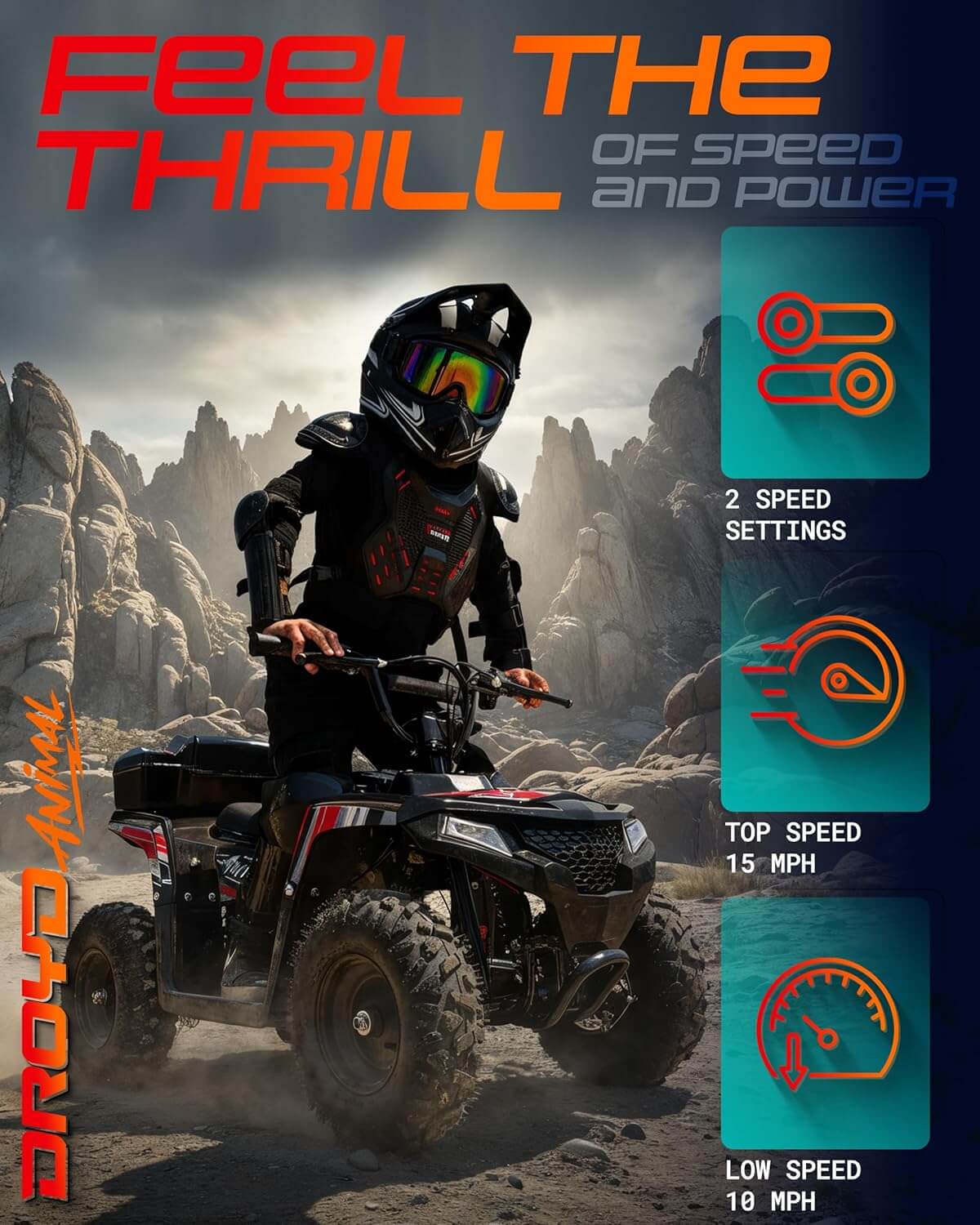 Droyd ANIMAL 500W 36V Dual Suspension Kids' Electric All-Terrain Vehicle ATV