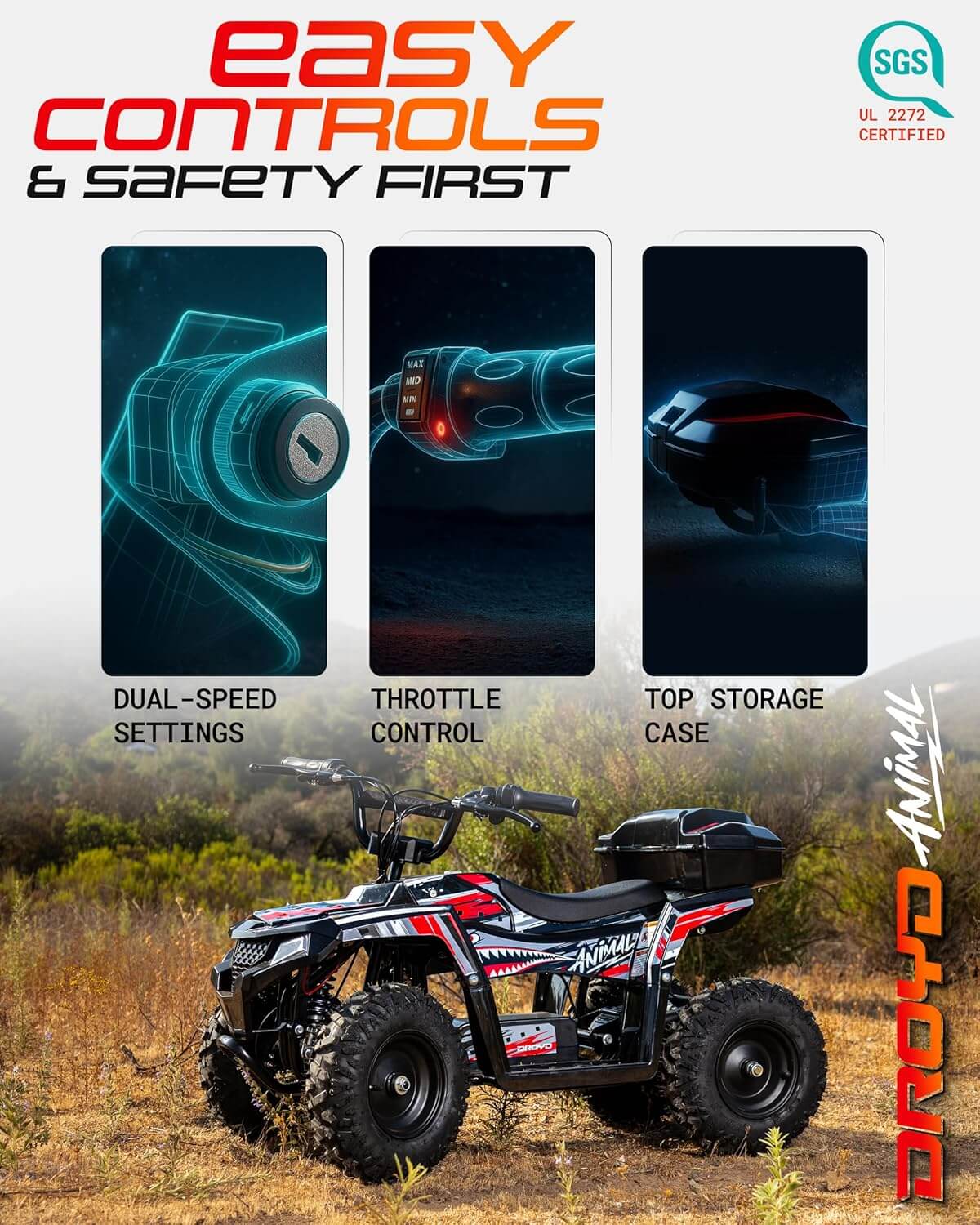 Droyd ANIMAL 500W 36V Dual Suspension Kids' Electric All-Terrain Vehicle ATV