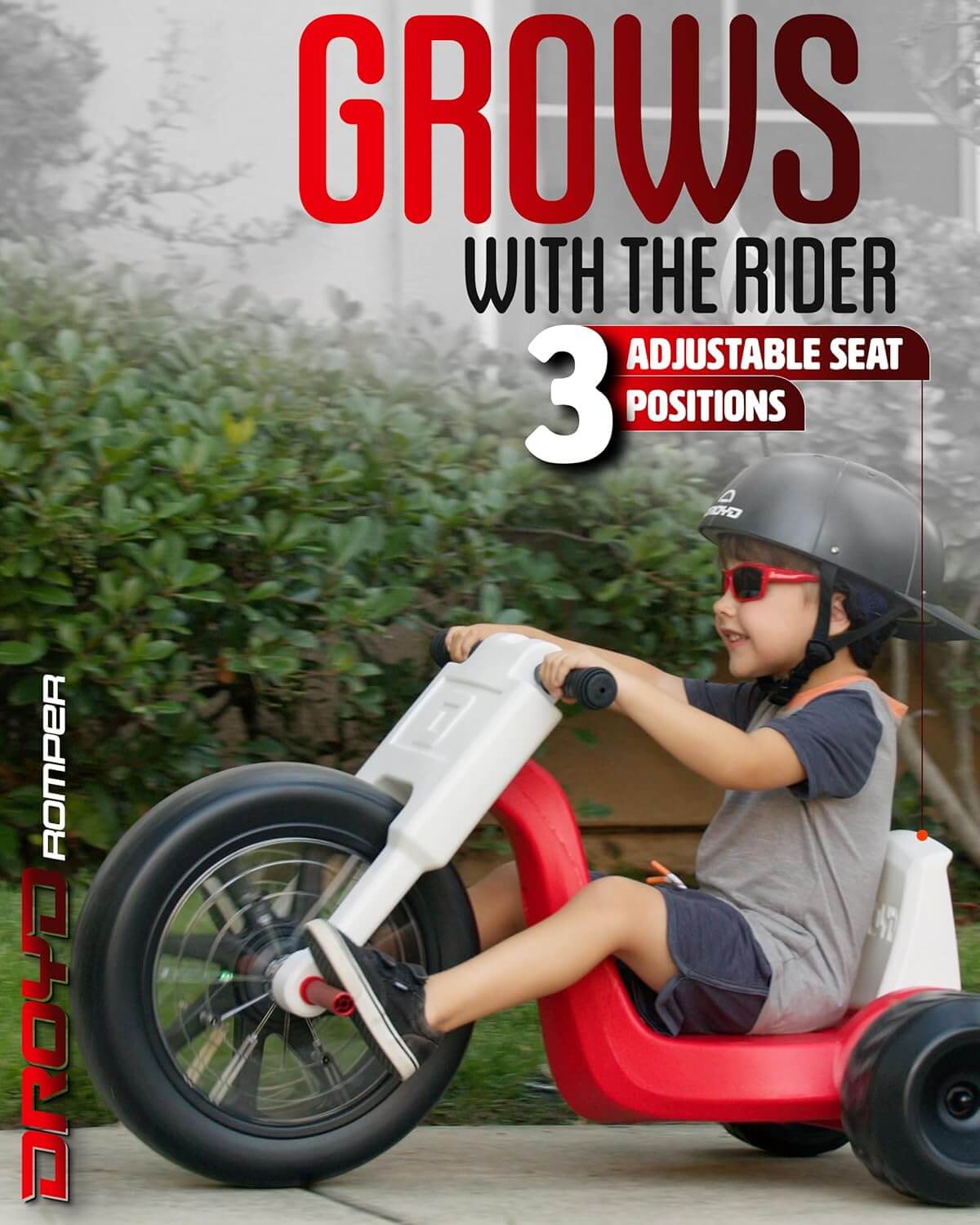 Droyd Romper Kids' Electric Tricycle, Parental Speed Control, LED Lights