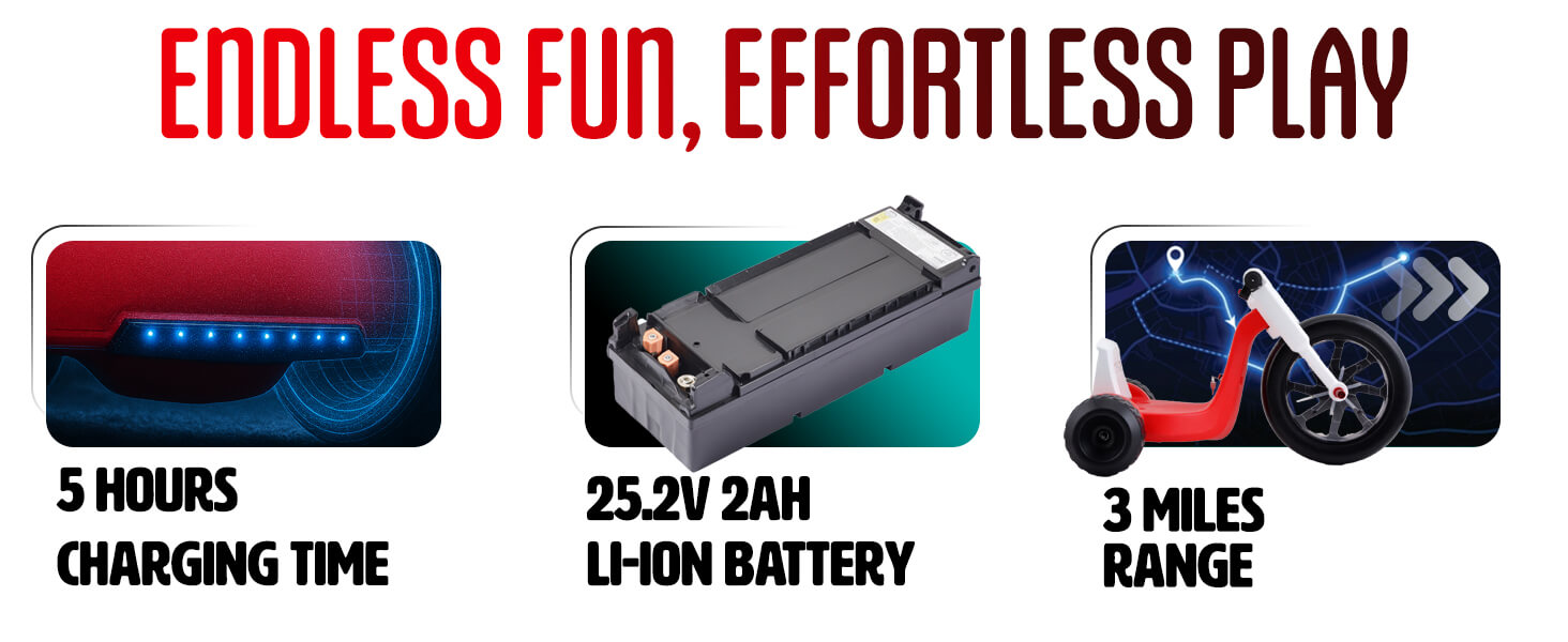 Droyd Romper Kids' Electric Tricycle, Parental Speed Control, LED Lights