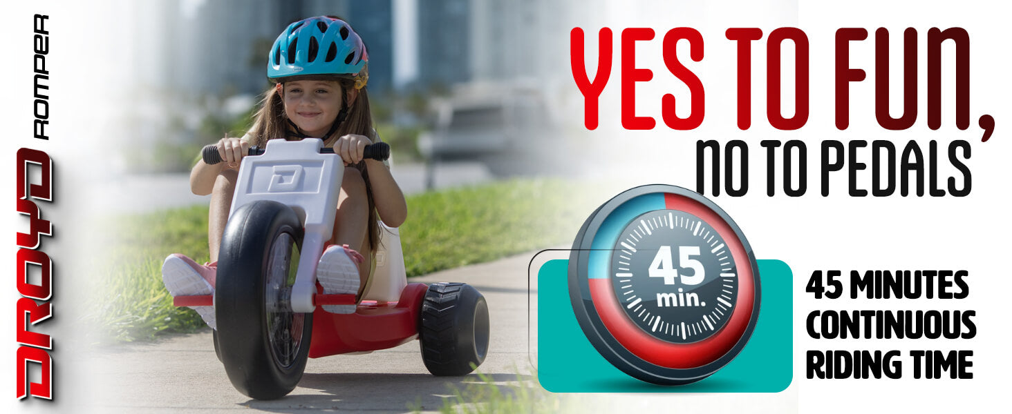 Droyd Romper Kids' Electric Tricycle, Parental Speed Control, LED Lights