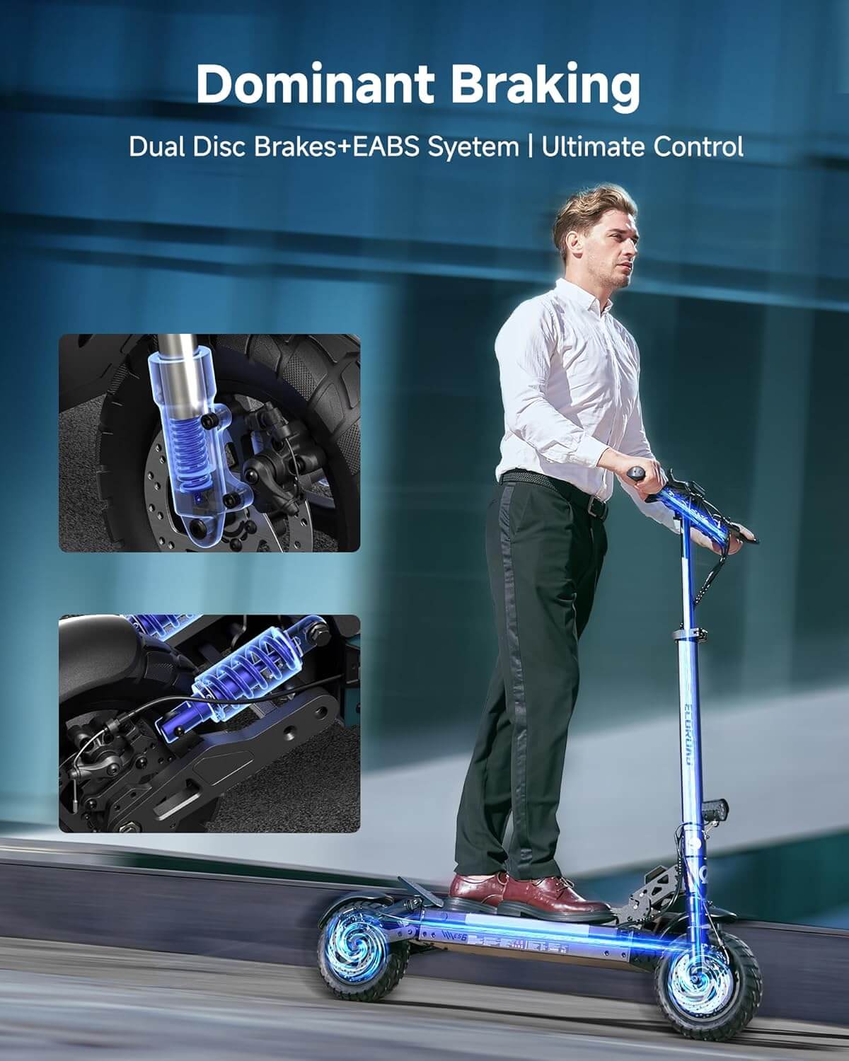 ECOROAD Portable Folding Dual Suspension Off-Road Electric Scooter