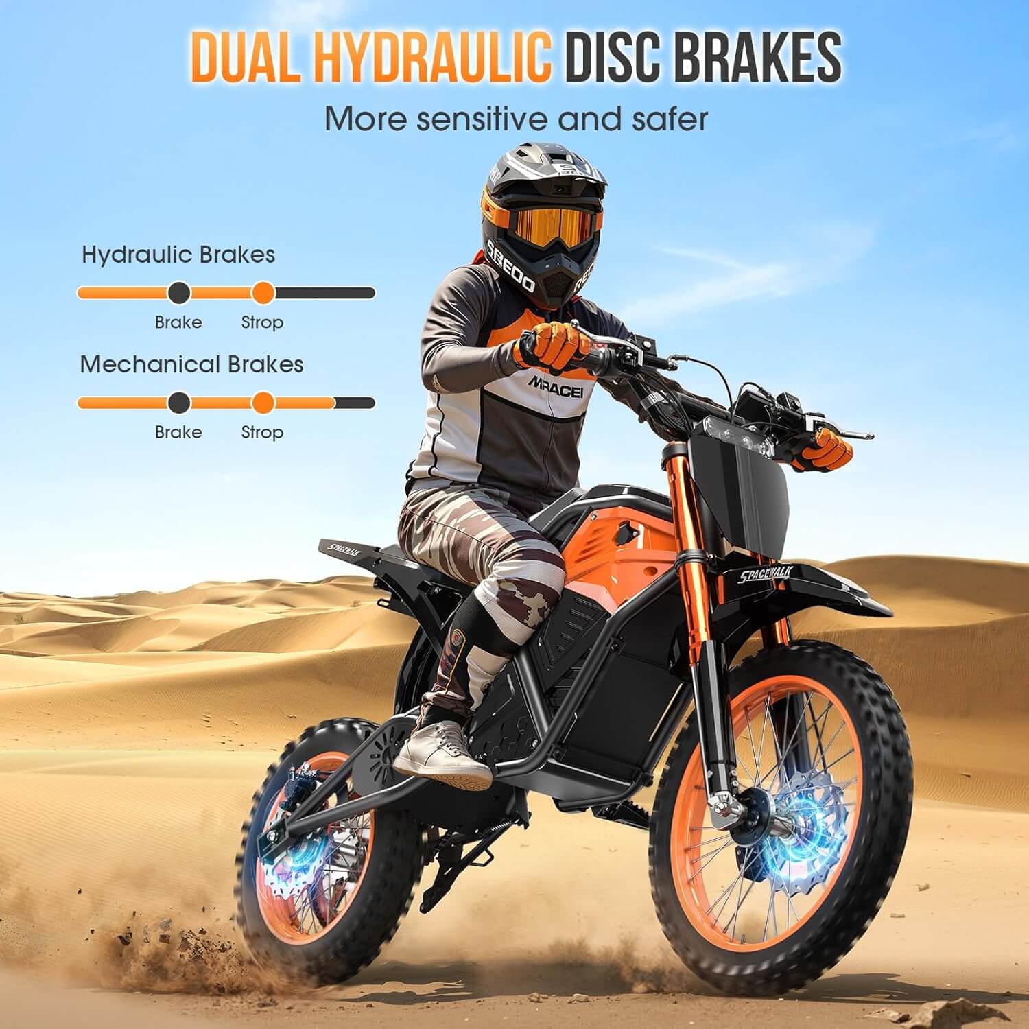 EILLEO EB007 3000W 48V Full Suspension Fat Tire Electric Dirt Bike