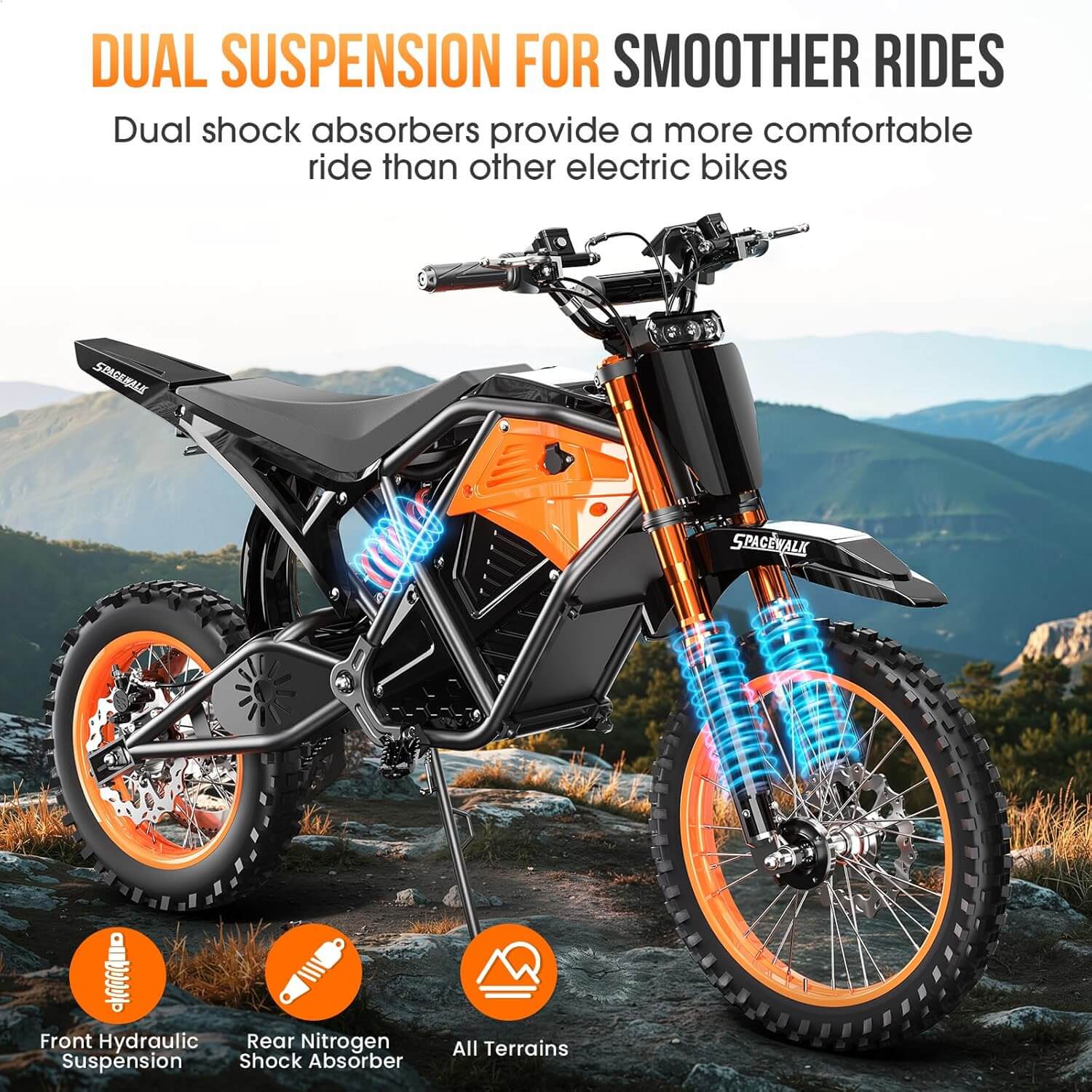 EILLEO EB007 3000W 48V Full Suspension Fat Tire Electric Dirt Bike