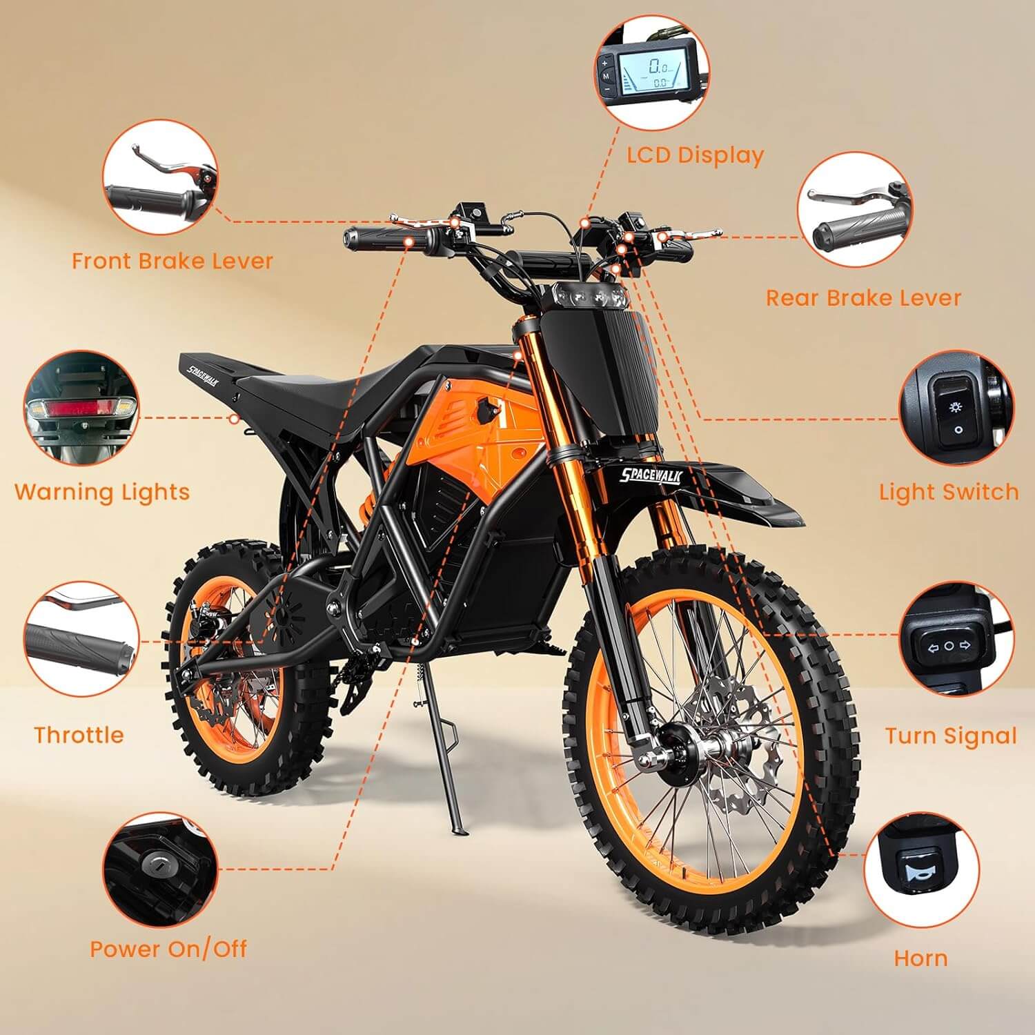 EILLEO EB007 3000W 48V Full Suspension Fat Tire Electric Dirt Bike