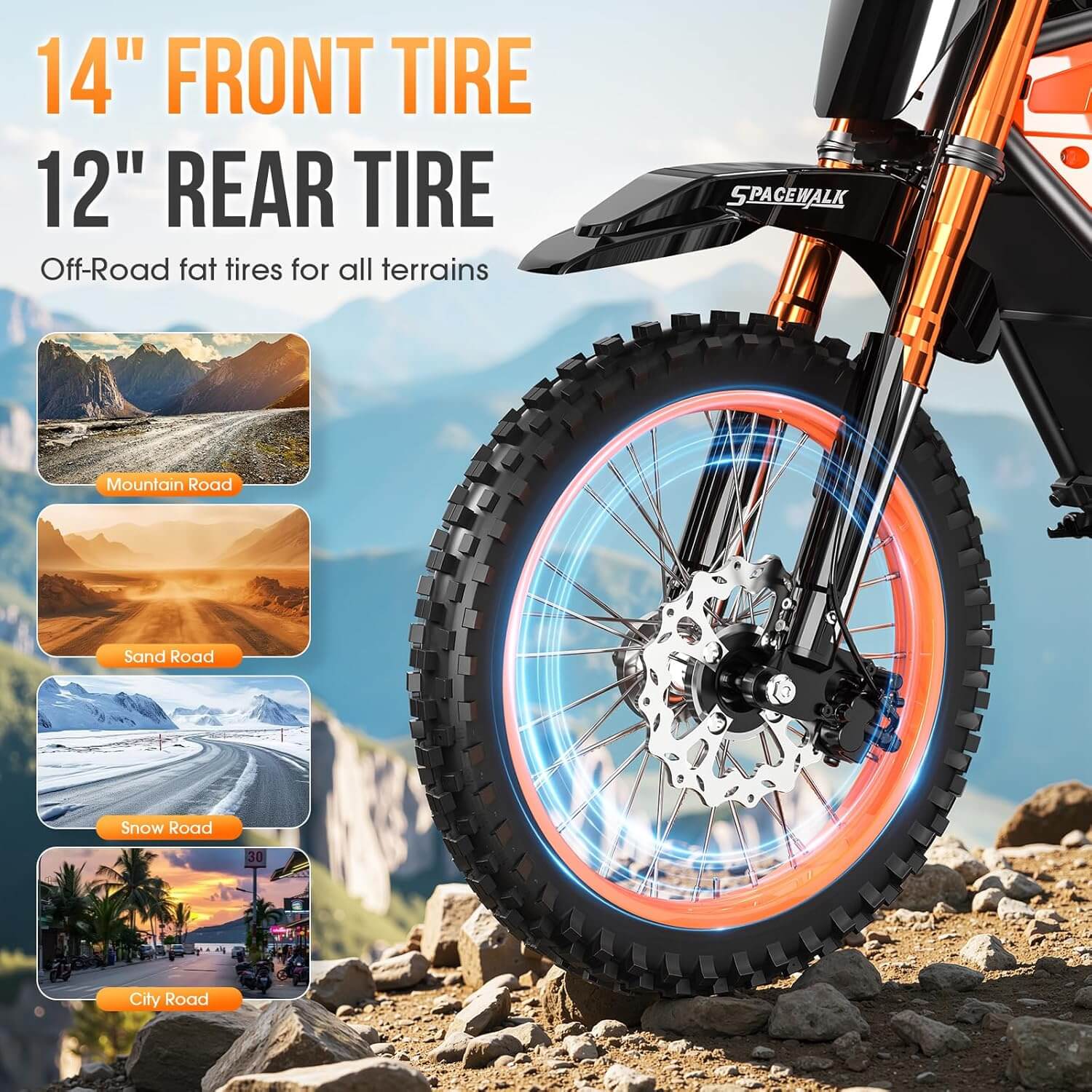 EILLEO EB007 3000W 48V Full Suspension Fat Tire Electric Dirt Bike