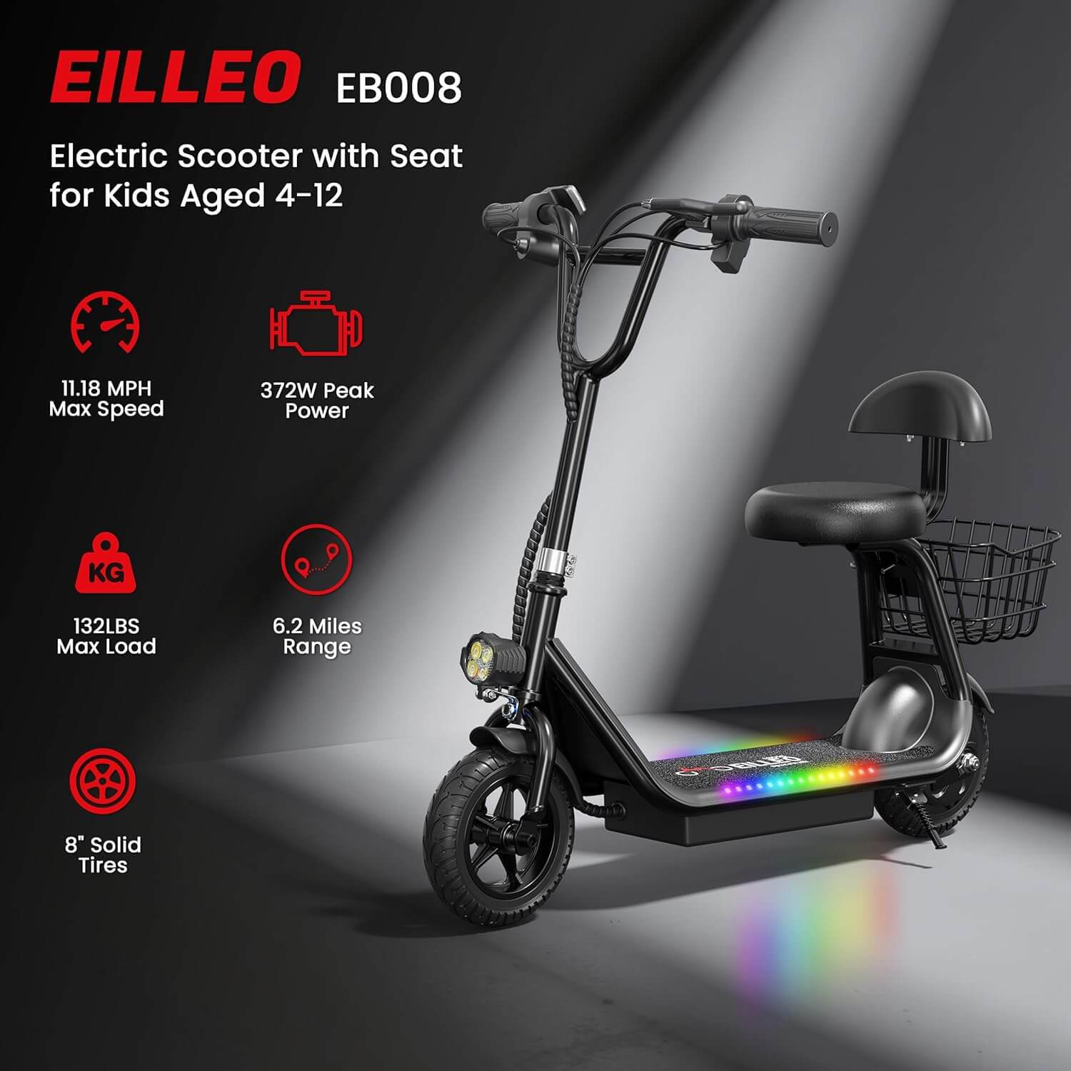 EILLEO Pro 750W 48V 10.4Ah Electric Scooter with Seat for Adults, US11-1213