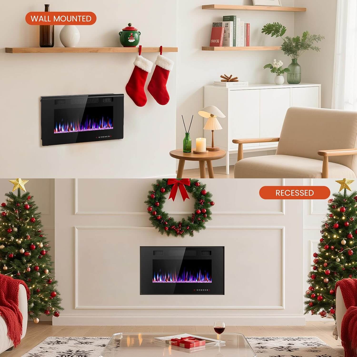 Electactic Recessed/Wall Mounted Electric Fireplace
