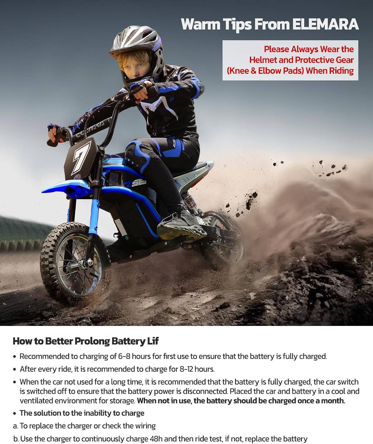 Elemara 350W 24V Kids' Electric Dirt Bike