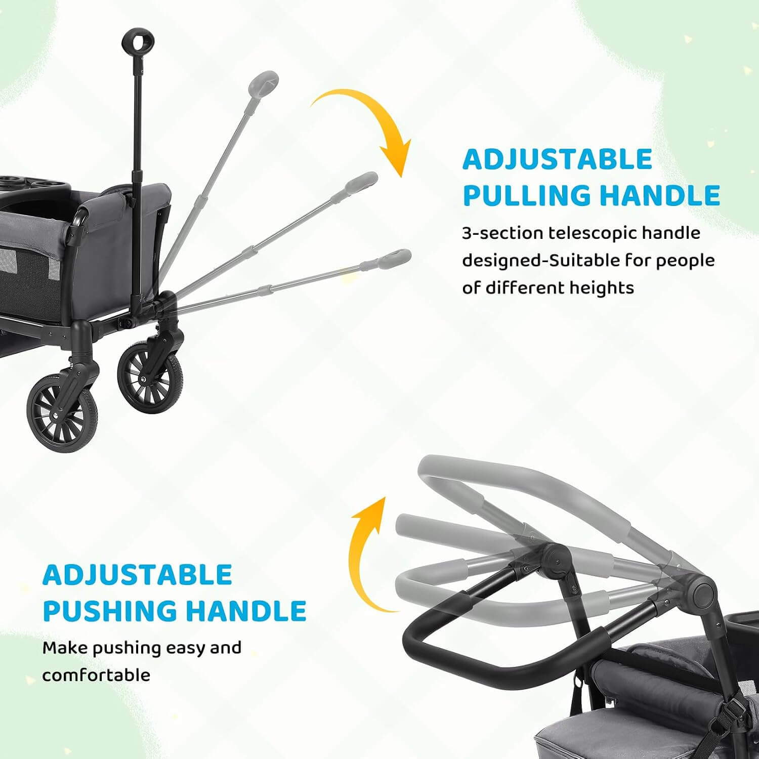 Elemara All-Terrain Foldable 2 Seater Wagon Stroller with Canopy