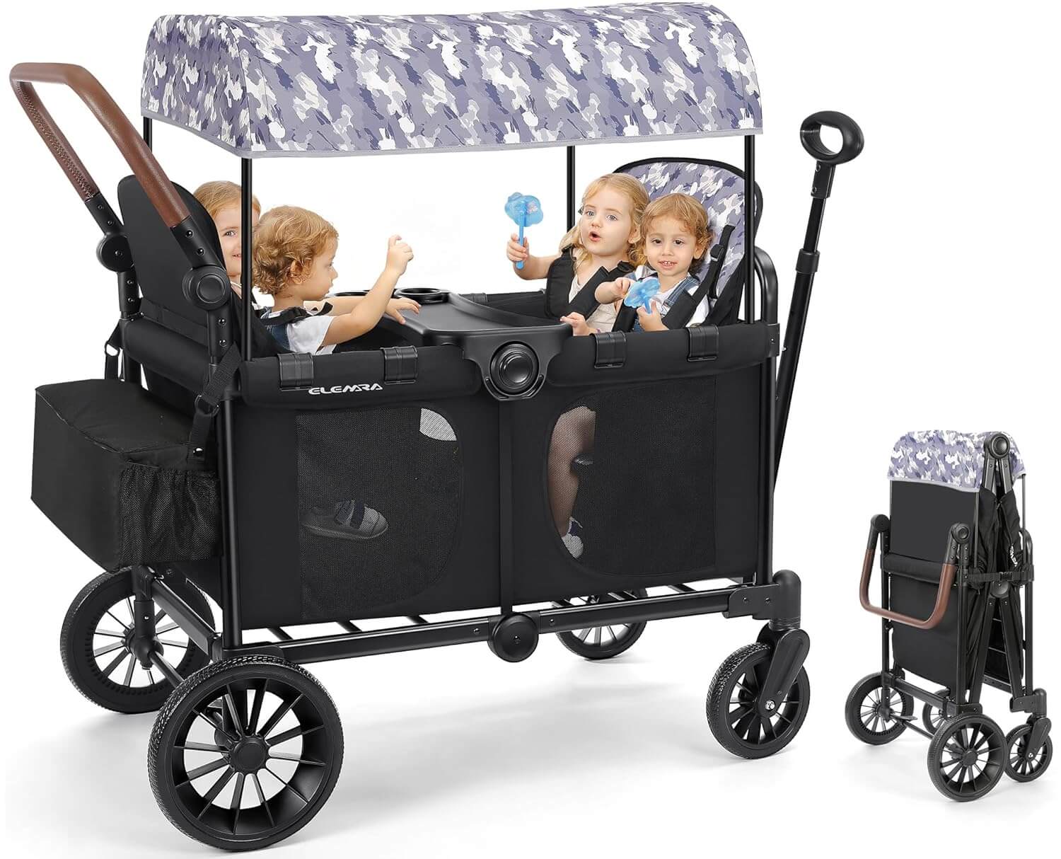 Elemara All-Terrain Foldable 4 Seater Wagon Stroller with Canopy
