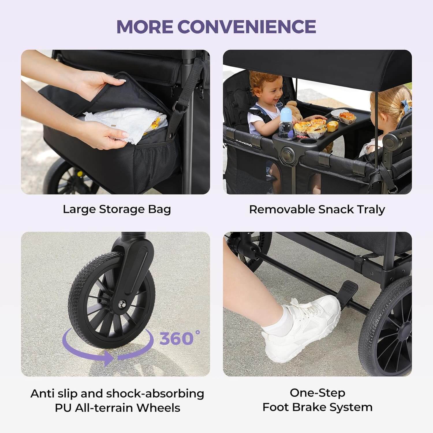 Elemara All-Terrain Foldable 4 Seater Wagon Stroller with Canopy