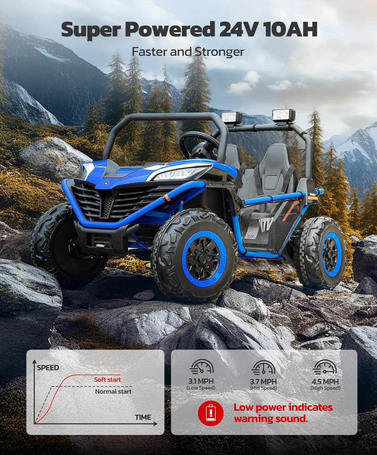 Elemara S608 24V 4WD 2 Seater Kids' Ride-On UTV Car
