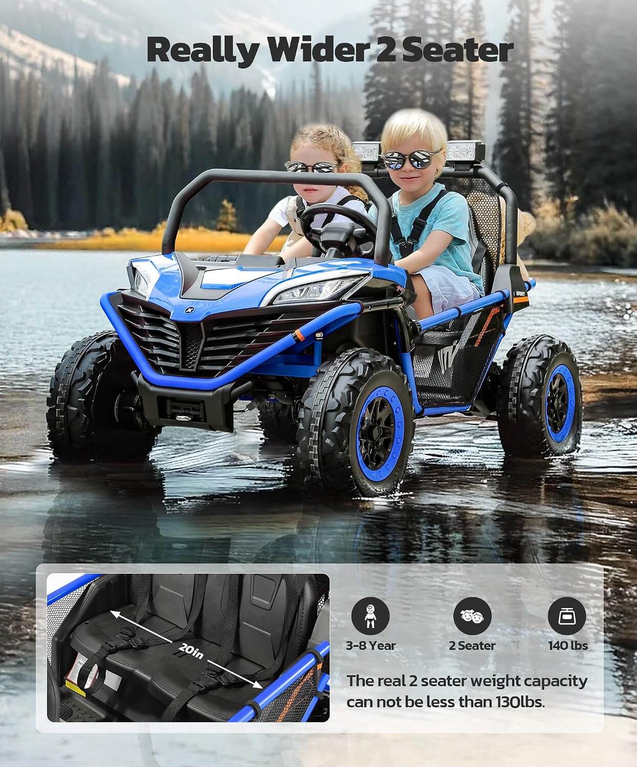 Elemara S608 24V 4WD 2 Seater Kids' Ride-On UTV Car
