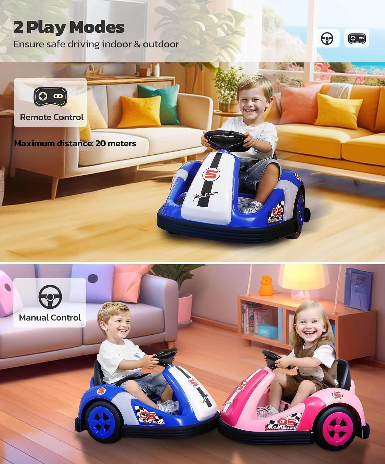 Elemara XB-1068 Kids' Electric Ride-On Bumper Car