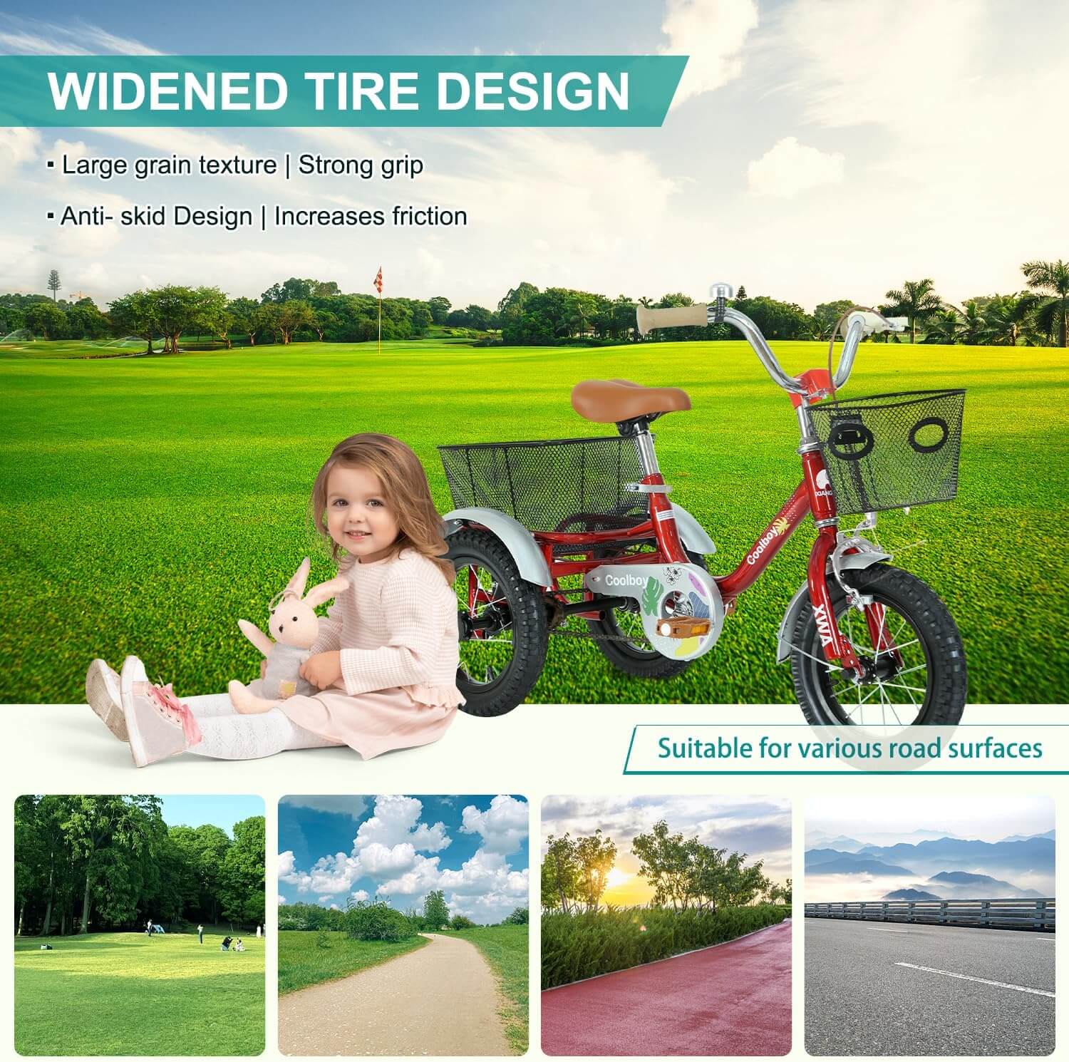 Empylynzar Adjustable Kids' Tricycle, Storage Baskets