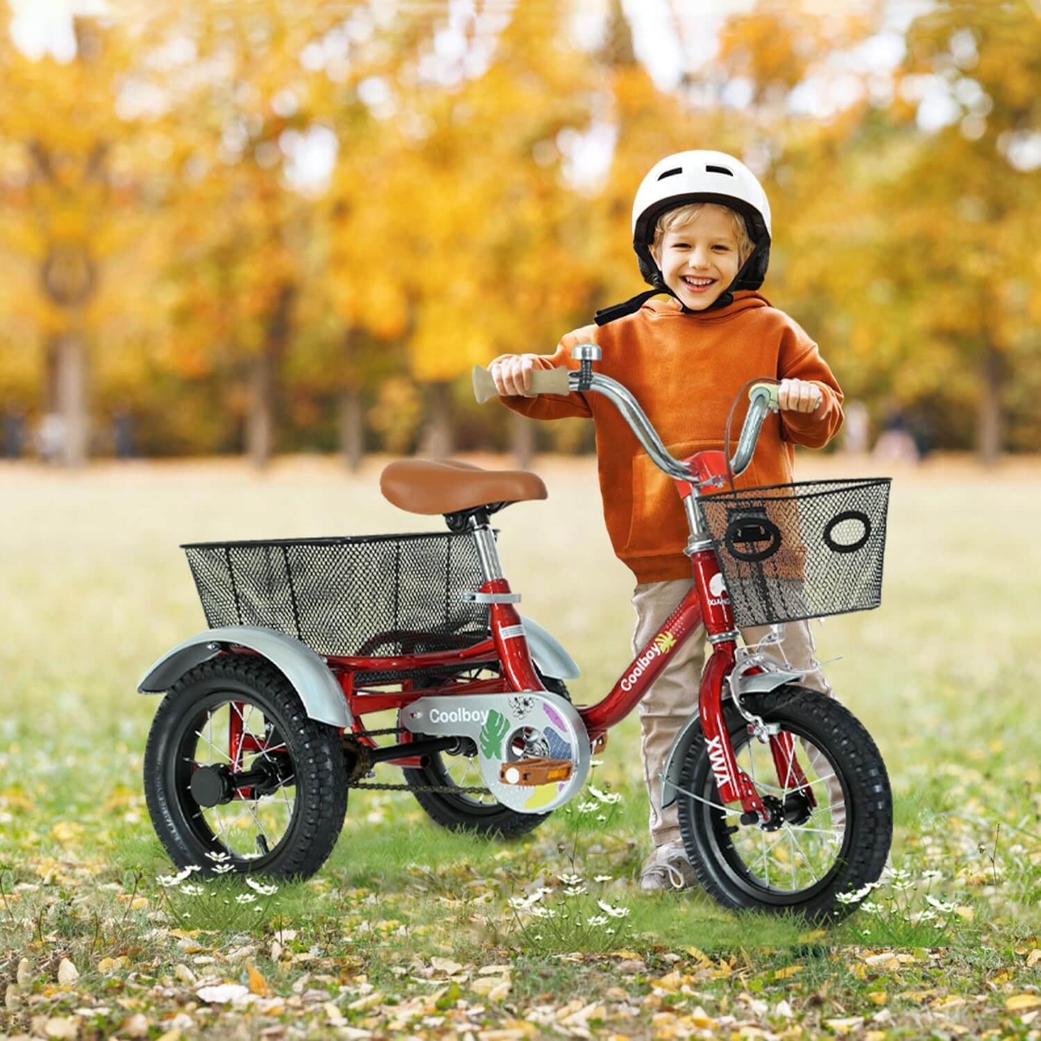 Empylynzar Adjustable Kids' Tricycle, Storage Baskets
