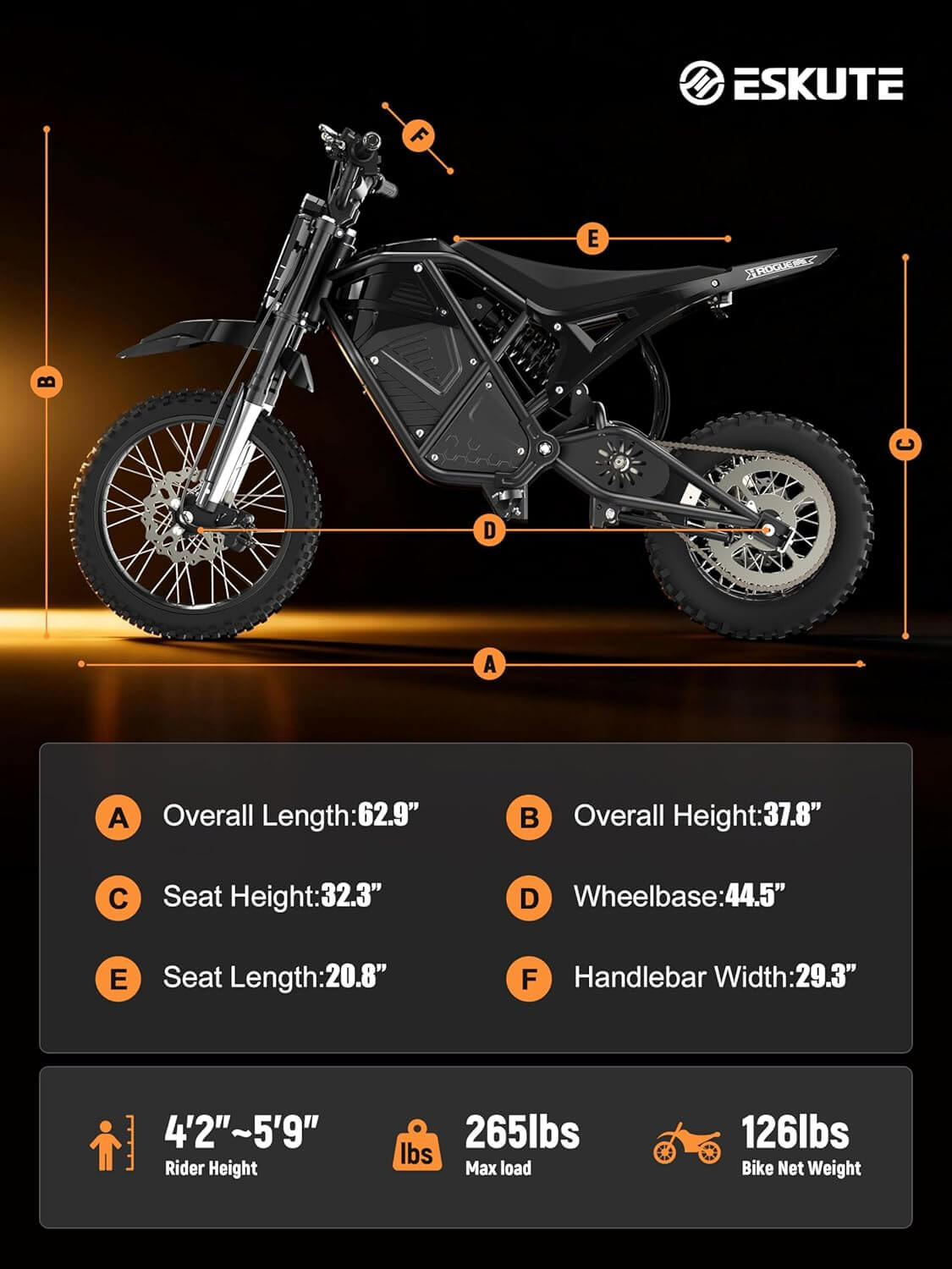 Eskute EDB001 3500W 48V Mid Drive Electric Dirt Bike