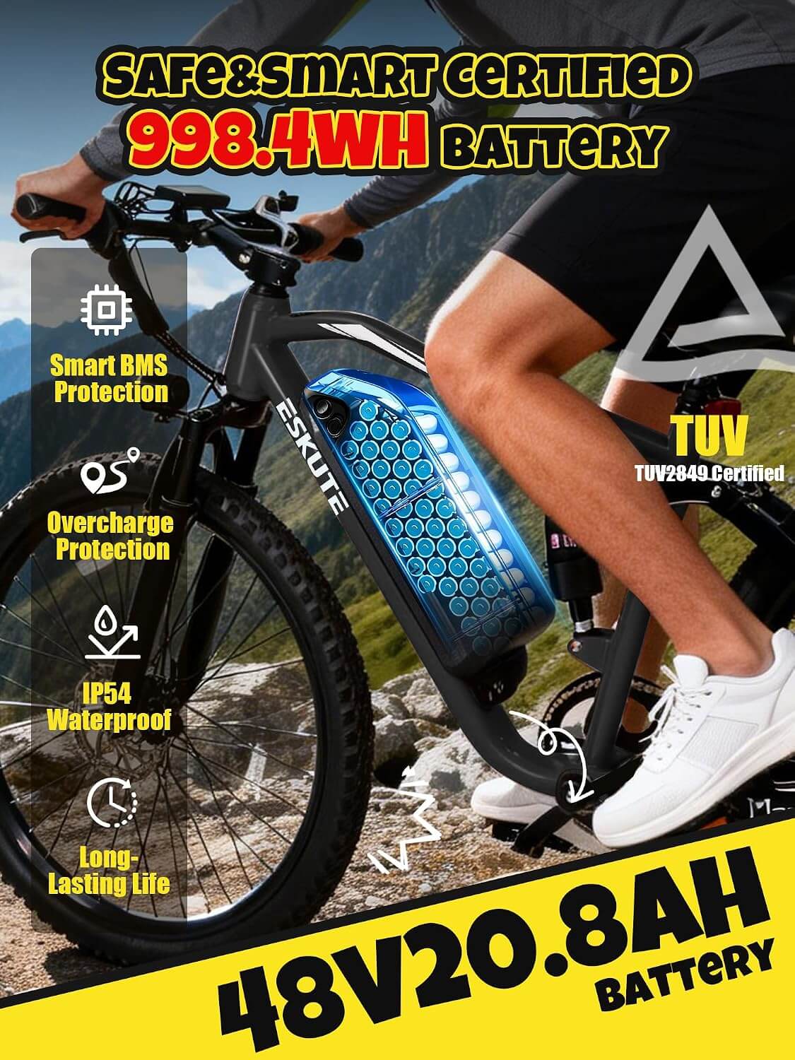 Eskute M200F 1500W 48V 7 Speed Suspension Electric Mountain Bike