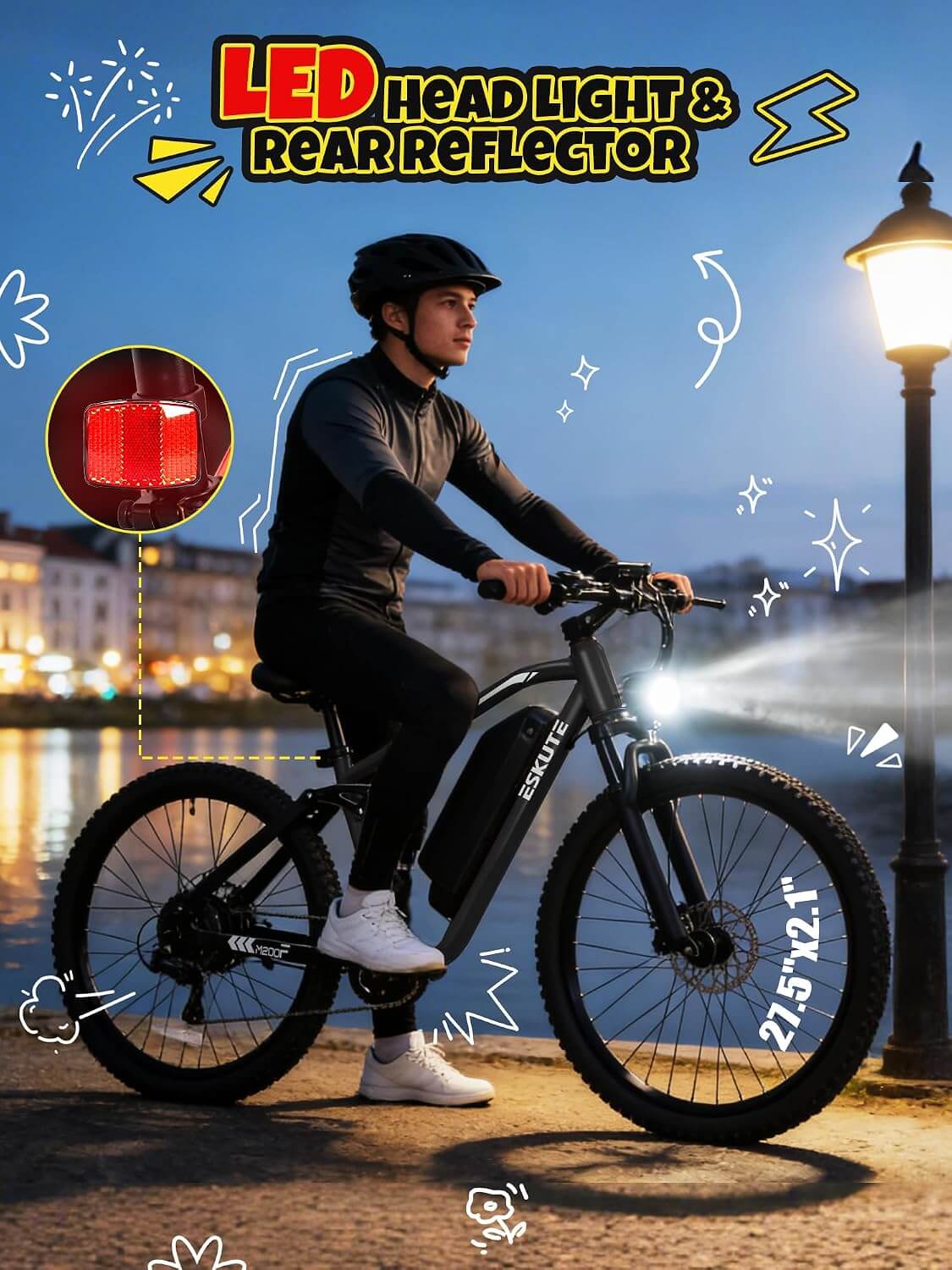 Eskute M200F 1500W 48V 7 Speed Suspension Electric Mountain Bike