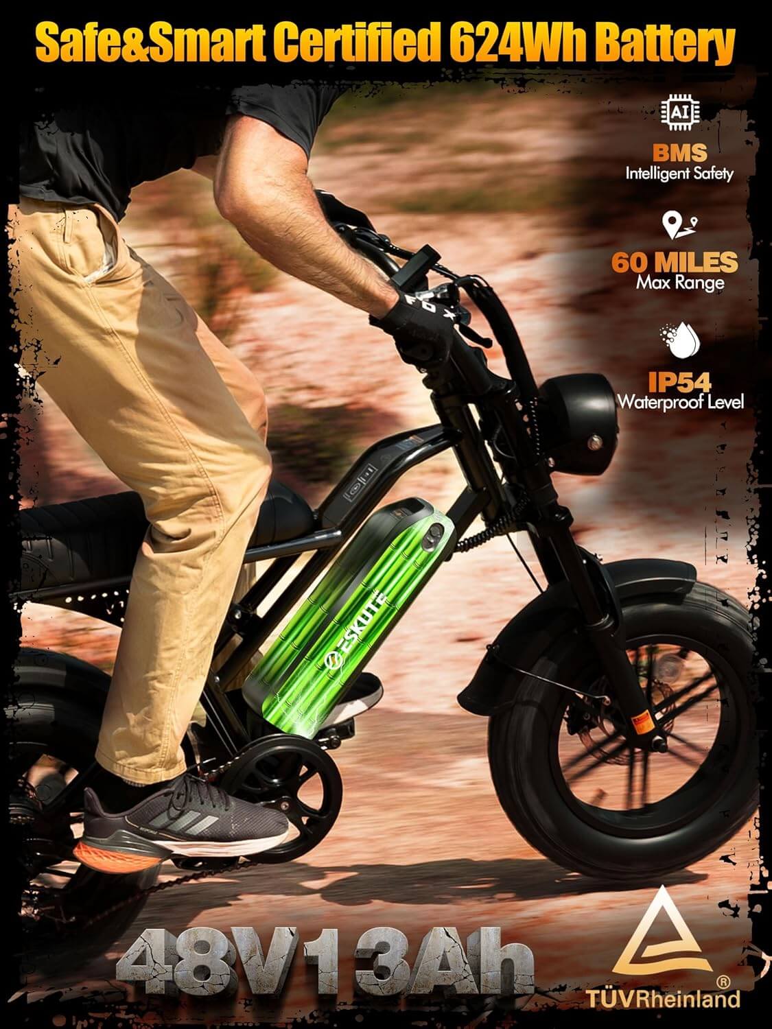 Eskute V100 1500W 48V Kids' 7 Speed Fat Tire Electric Dirt Bike