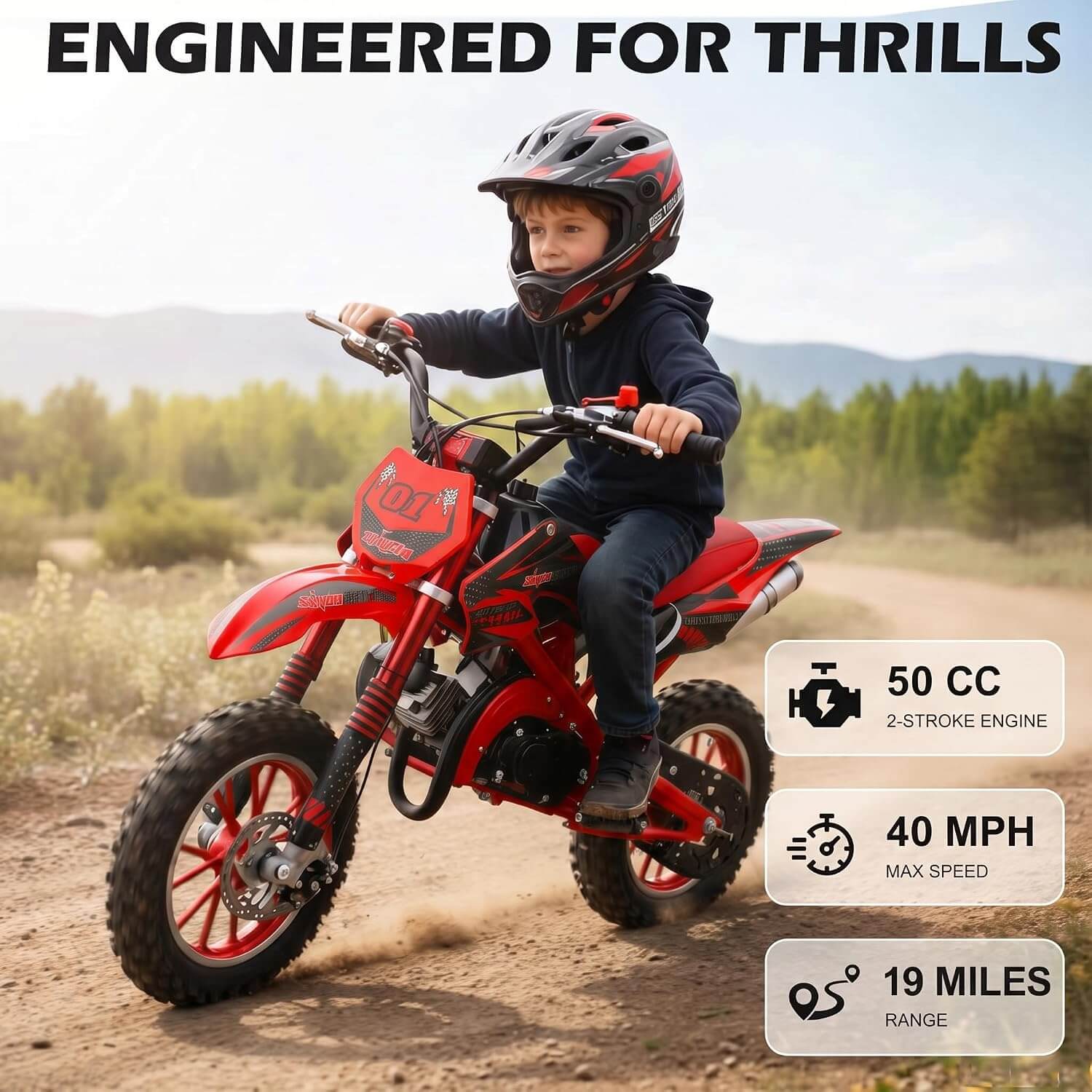 FROSTYRIDER 50cc 2-Stroke Kids' Gas Dirt Mini Bike