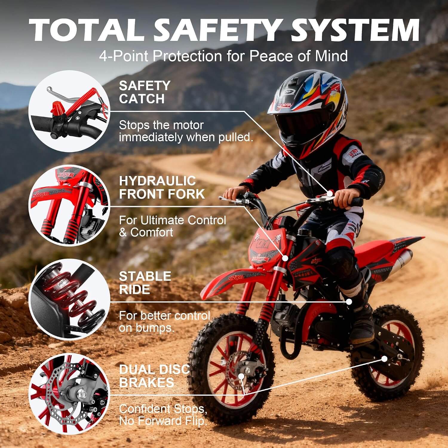 FROSTYRIDER 50cc 2-Stroke Kids' Gas Dirt Mini Bike