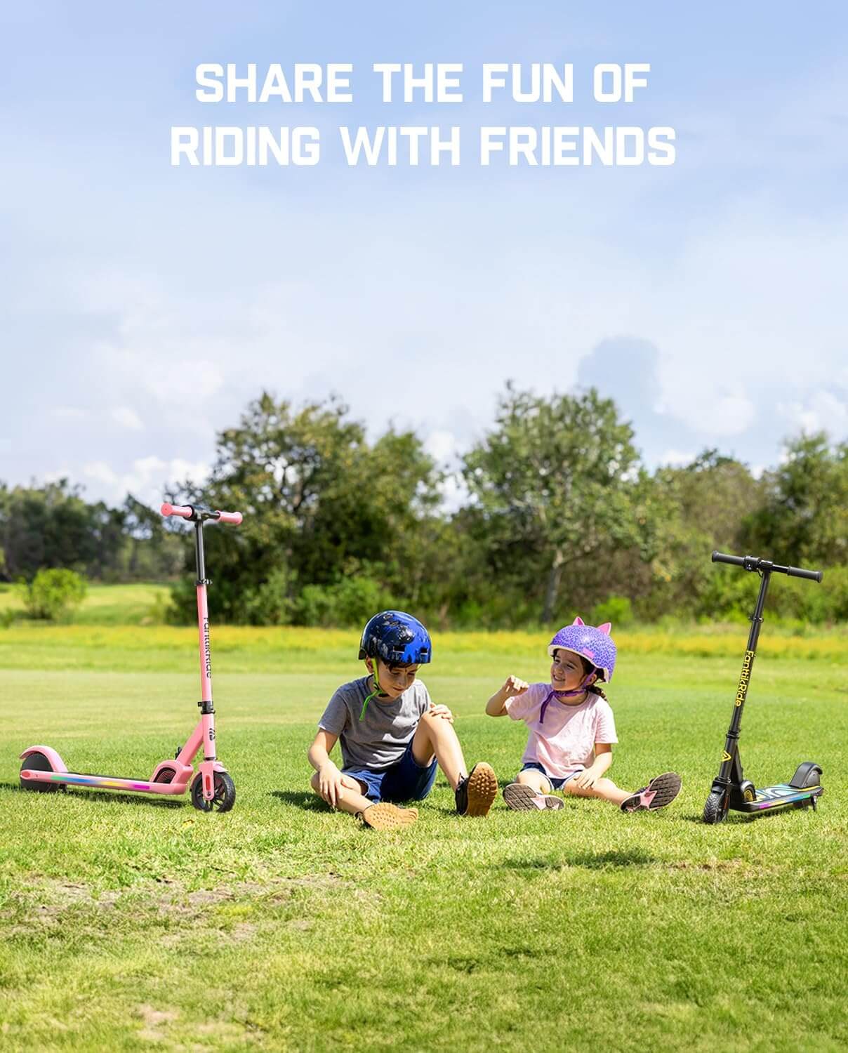 FanttikRide C9 PRO Kids' Folding Electric Scooter, Rainbow Lights