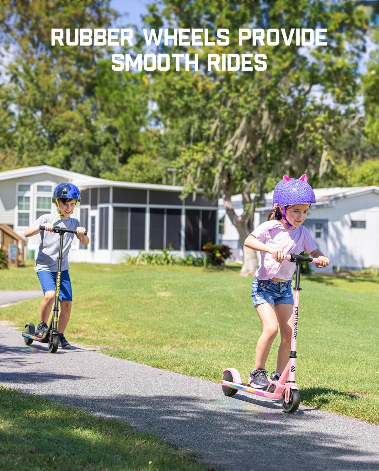 FanttikRide C9 PRO Kids' Folding Electric Scooter, Rainbow Lights