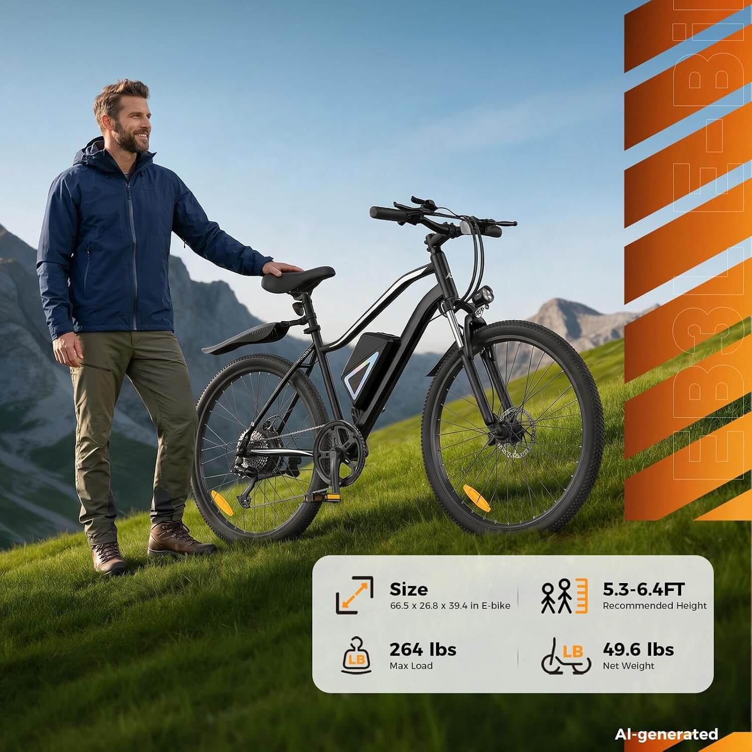 Fcgeoi EB3L 750W Electric Bike for Adults, 55-Mile Range, 26" Tires, APP Control