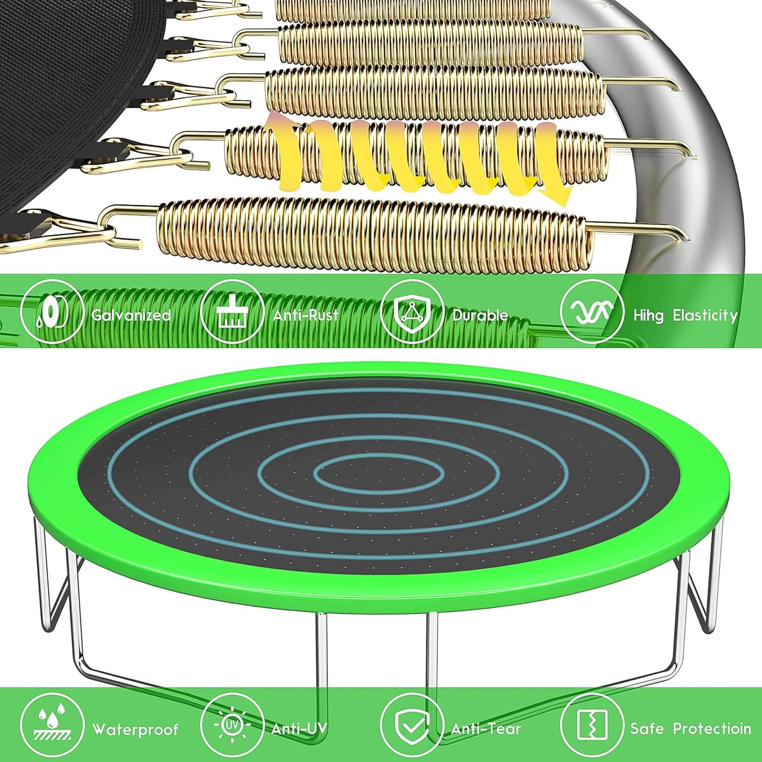 Fiziti Outdoor Trampoline with Lights