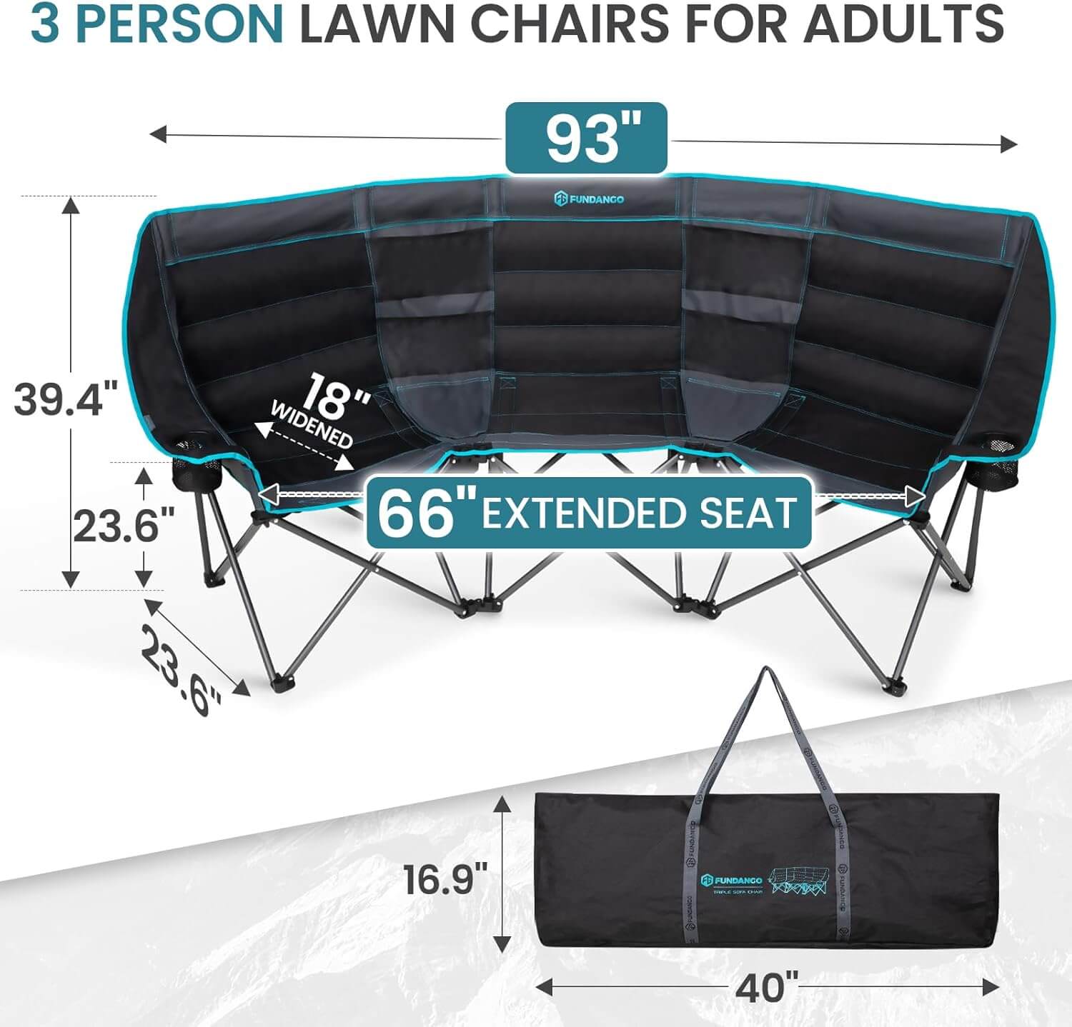 Fundango LuxeComfort Pro Heavy-Duty Camping Chair, 1000 lb Capacity